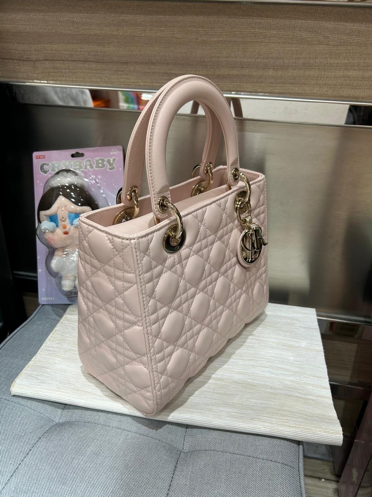 全新Dior Lady Dior Pink Medium 100%Authentic, 全新✅收據✅證書 ✅dust bag✅Box