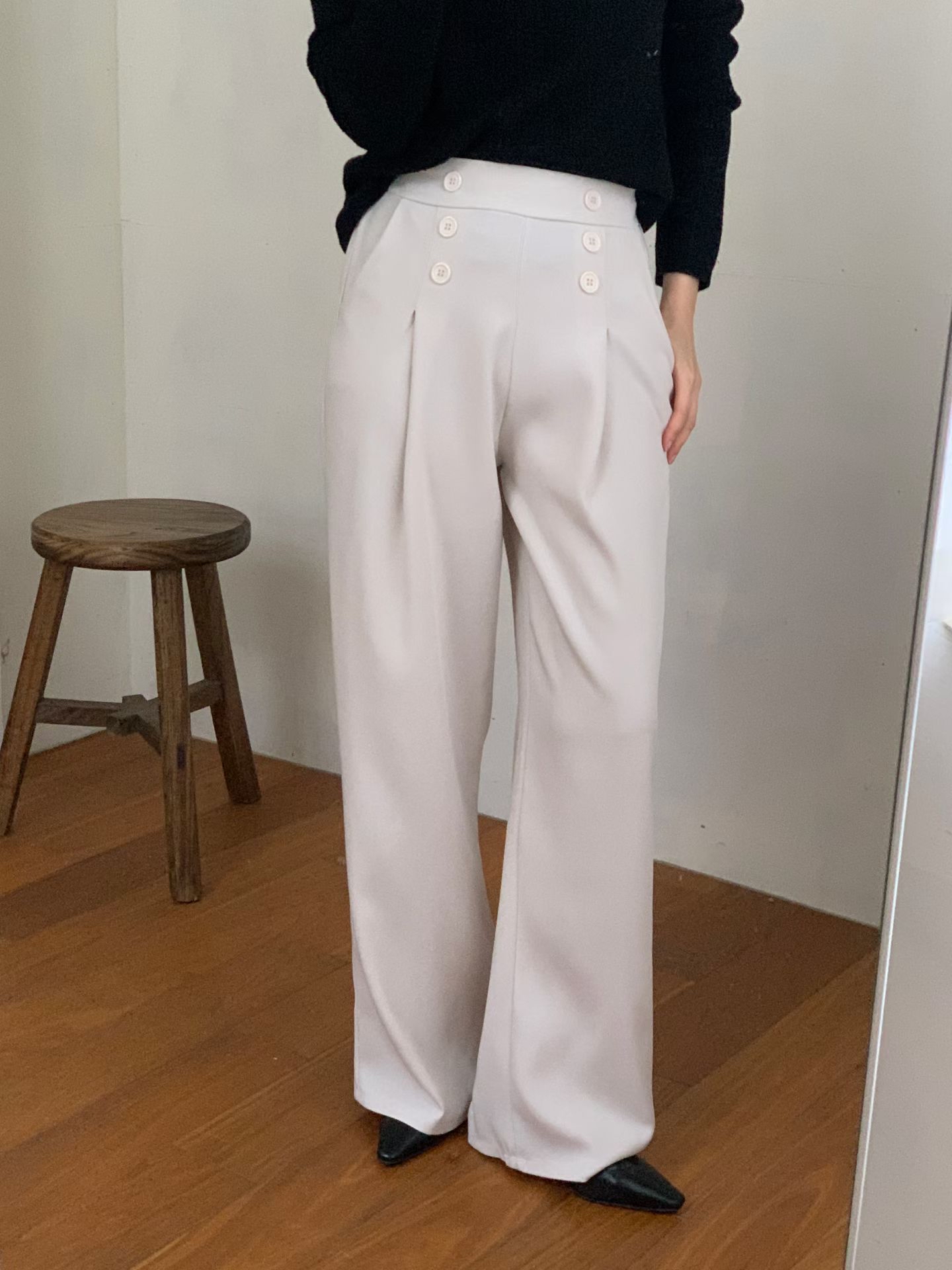 CT18 幹練雙排扣高腰寬褲