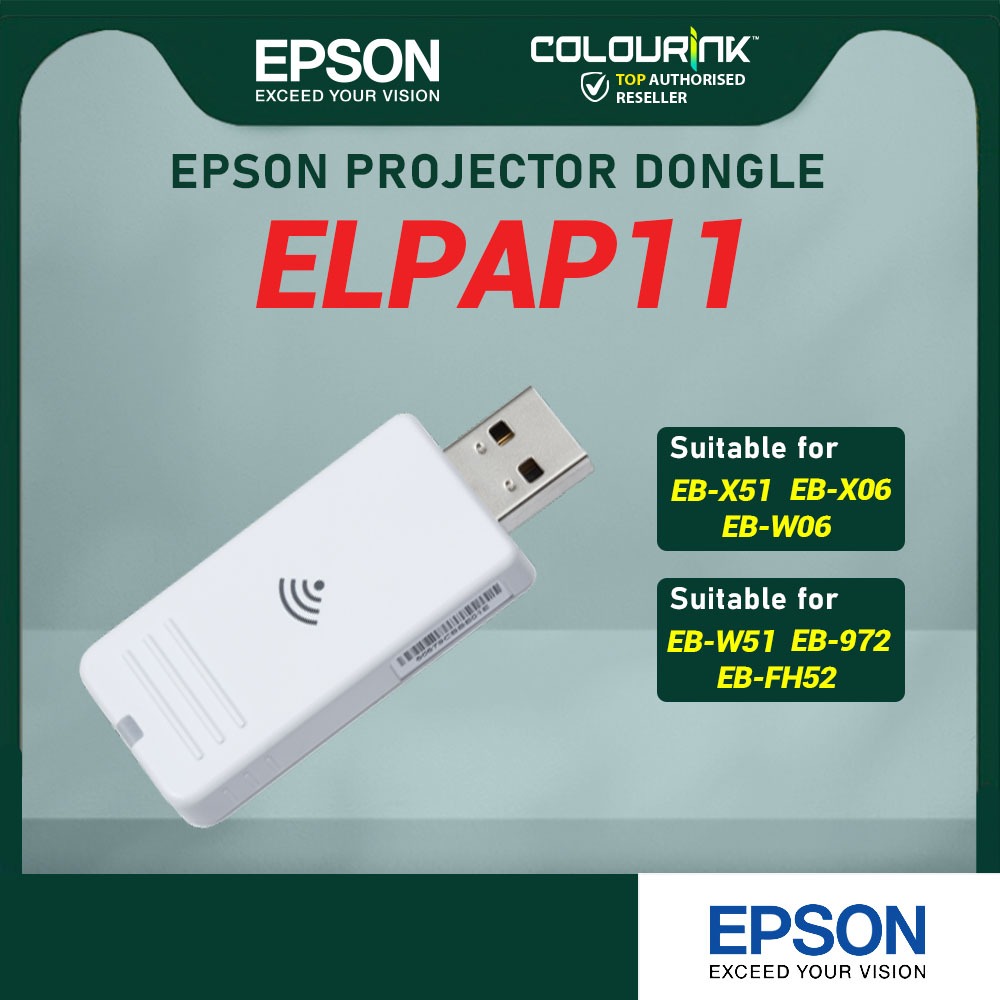 EPSON ELPAP11 for EB-W51, EB-X51, EB-X06, EB-FH52, EB-972 ELPAP12 for CO-FH01 Projector Wireless Dongle