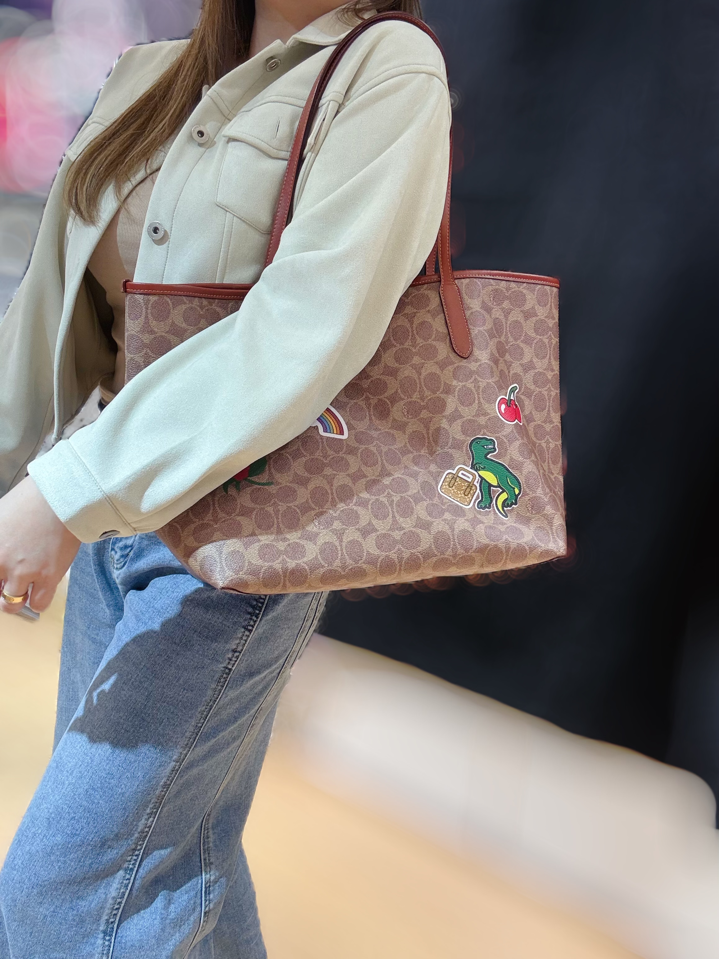 Coach City tote dinosaur