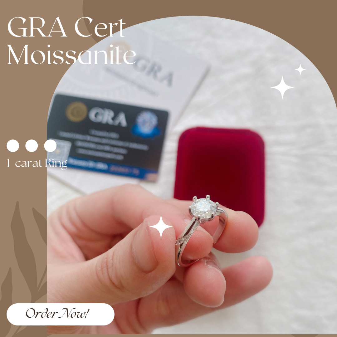 Moissanite Collection 1 carat Ring 001 【FREE size: Adjustable Ring】