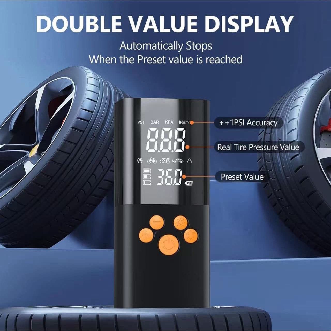 新款 智慧型 無線便攜式 180PSI 汽車輪胎充氣泵