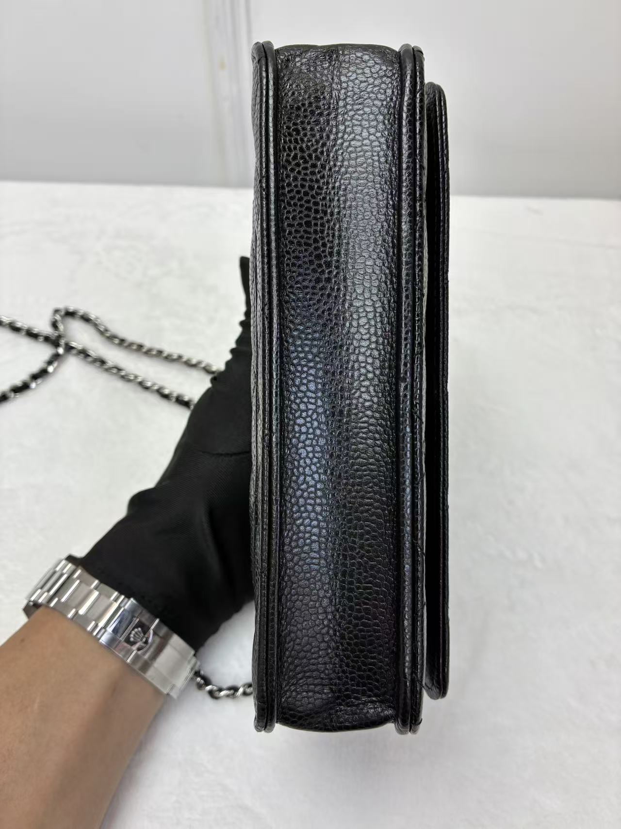 Chanel香奈兒 WOC黑銀荔枝皮.Fullset 附送護袋三寶