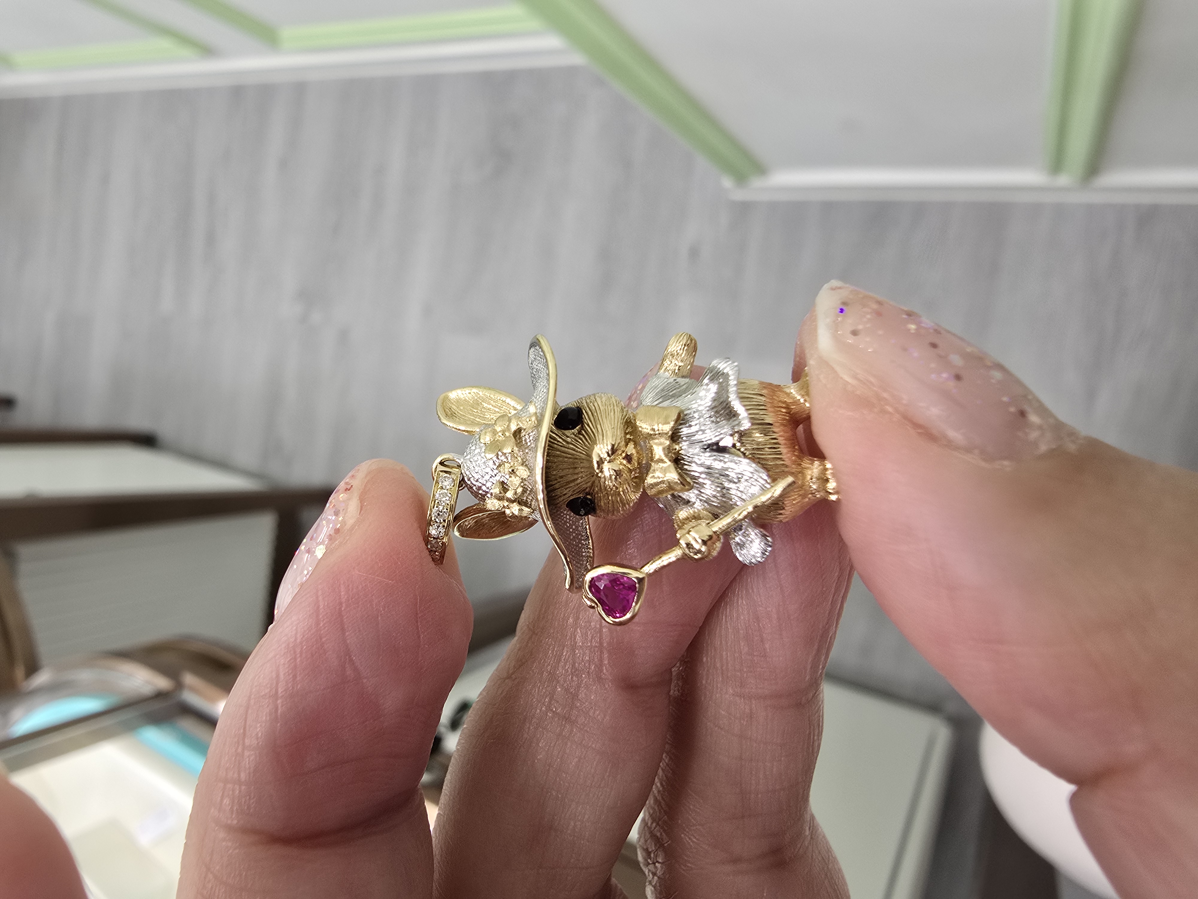 18k红寶石鑽石吊墜 R0.12ct D: 0.07 G