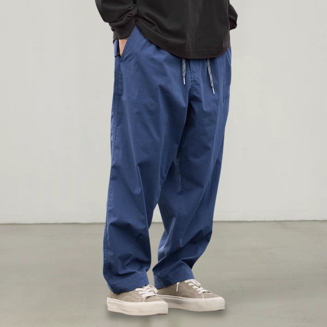 寬版格紋九分褲