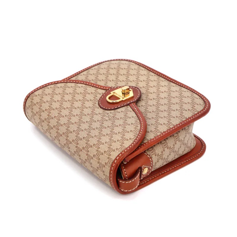 Celine Beige Macadam Padlock Crossbody Bag