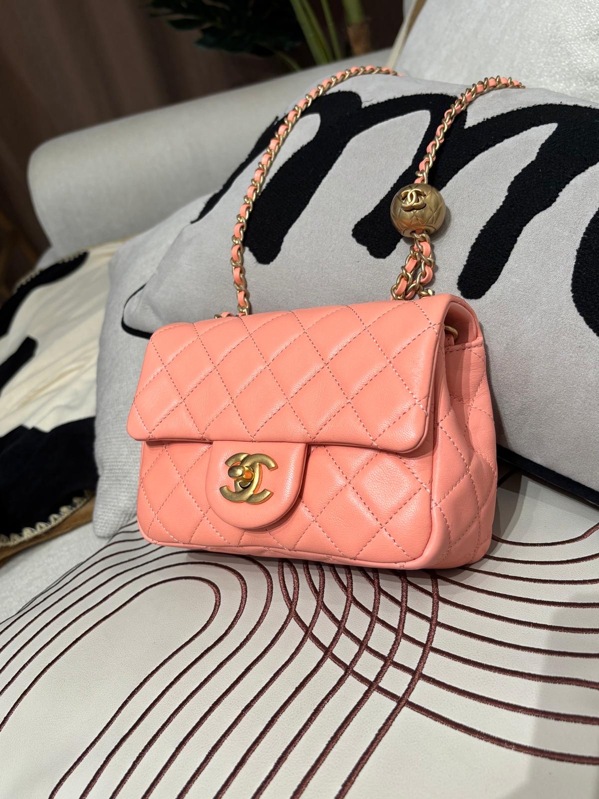 Chanel Mini Flap Bag With Pearl Crush ,金球方胖, 100%Authentic, 99%New ✅收據副本✅Dust bag✅晶片