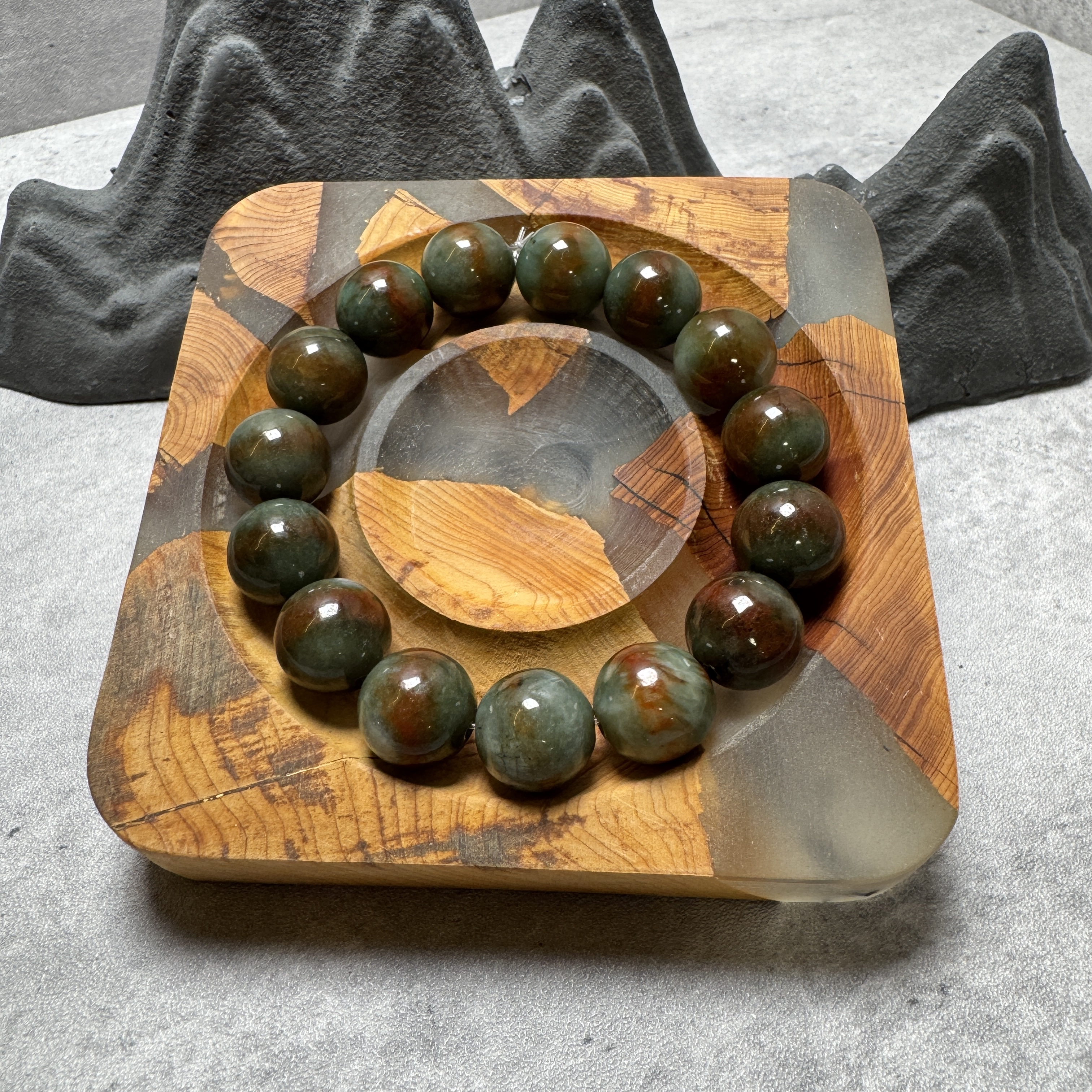 稀有自然紅翡油青總翡翠手串-535