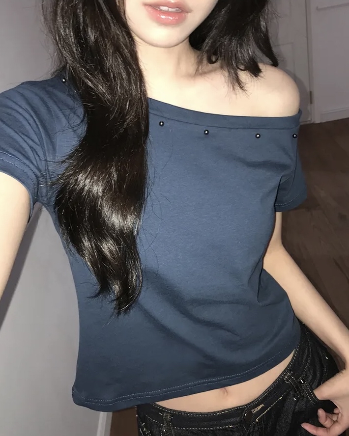 Asymmetric Studded Crop Top