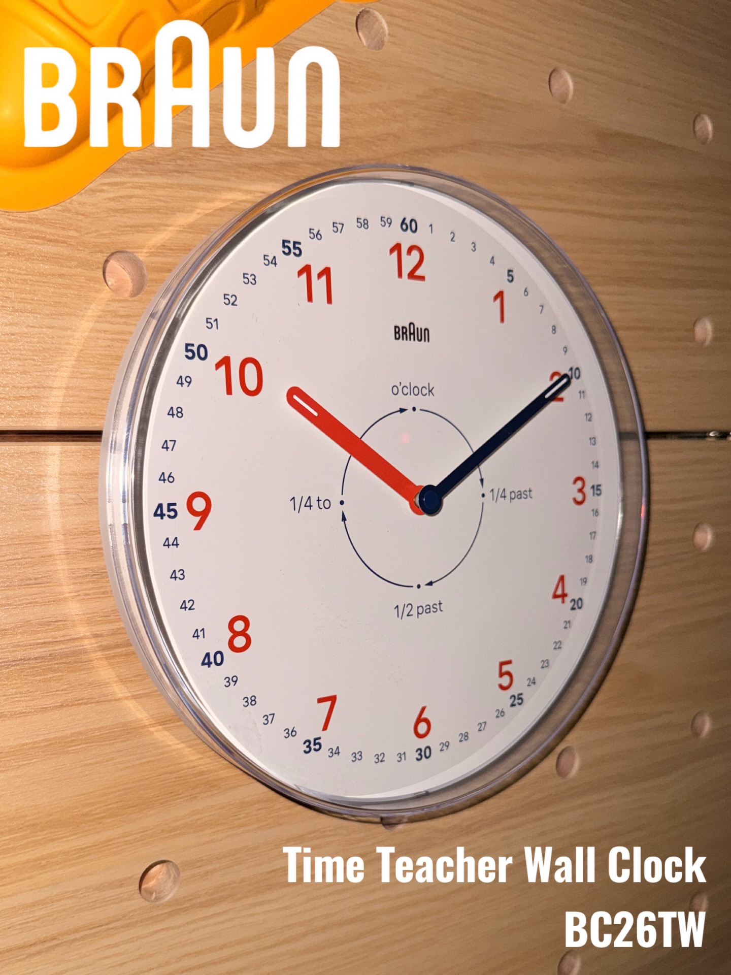 【新品未使用】BRAUN “Time Teacher” BC26TW 掛牆鐘