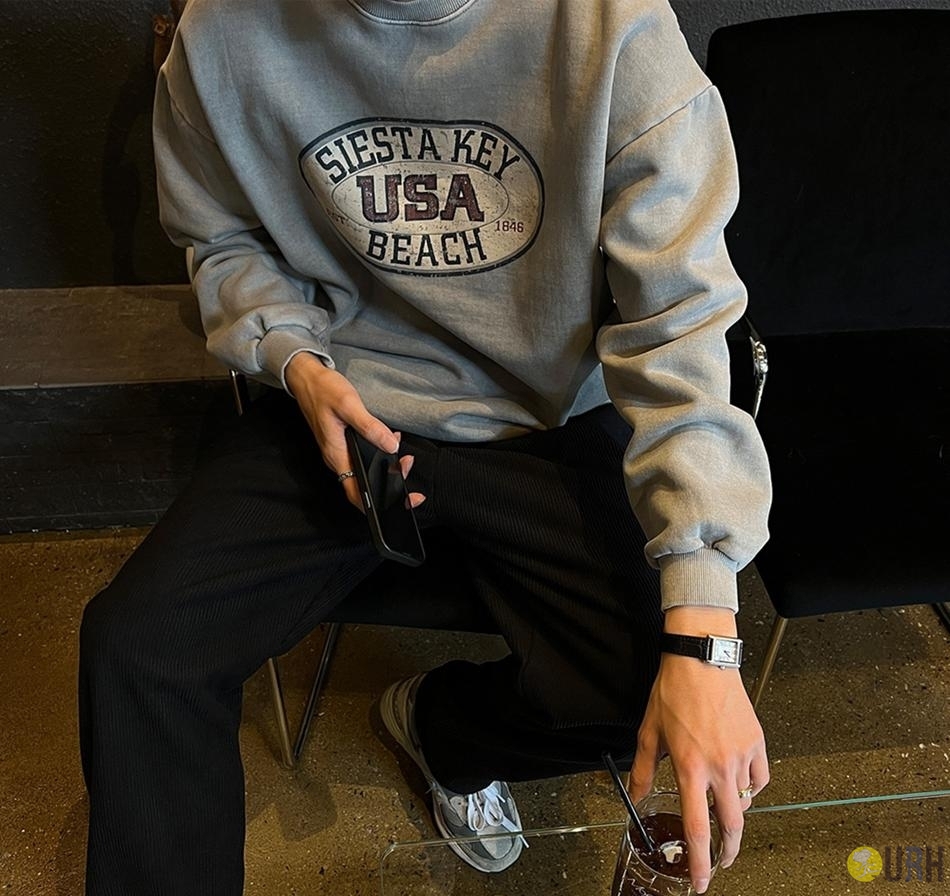 【100%保證韓國直送】USA重磅純棉復古染色Siesta立體印花衛衣 [4 color] RG165836