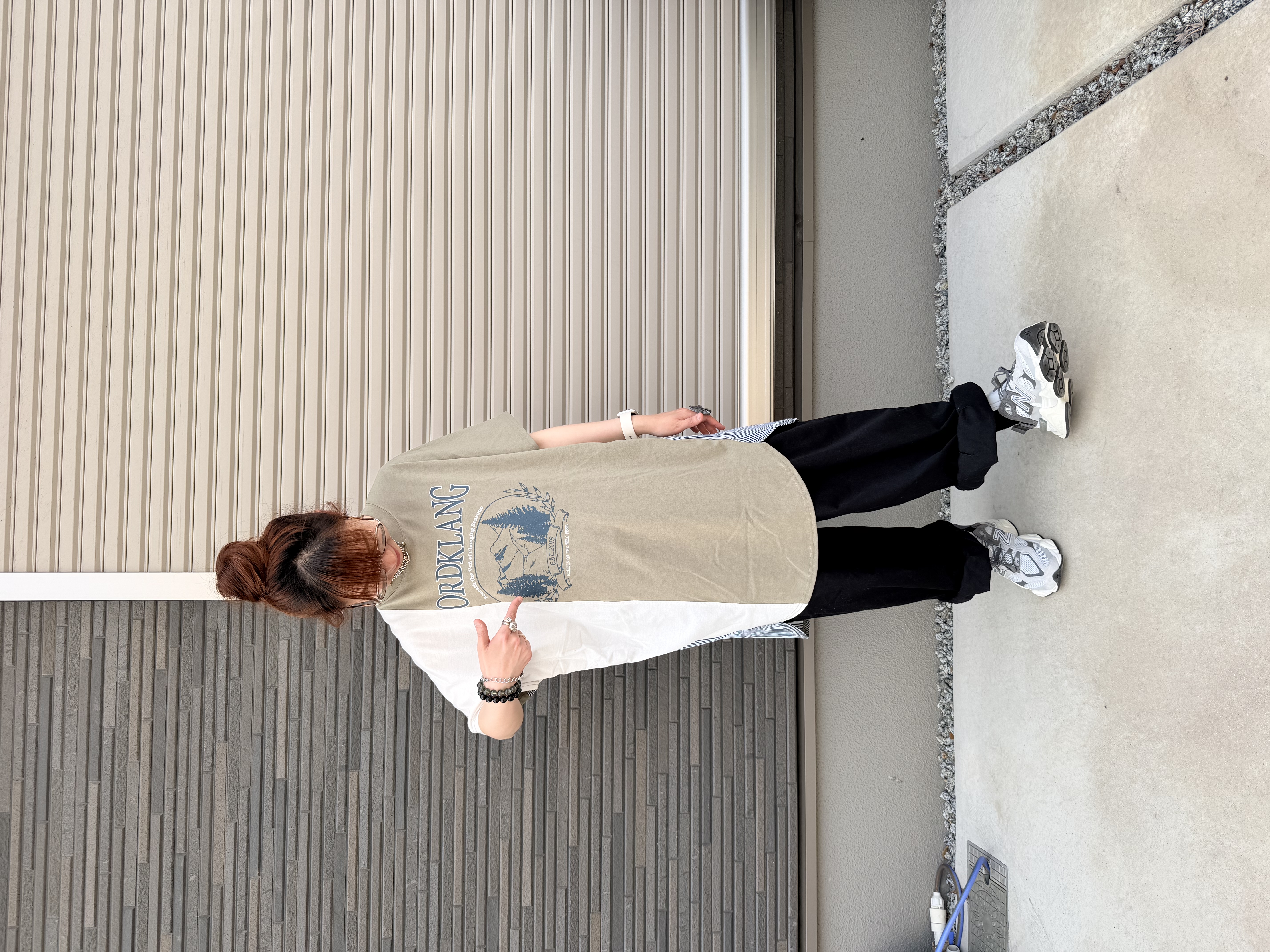 日本拼款長款衫