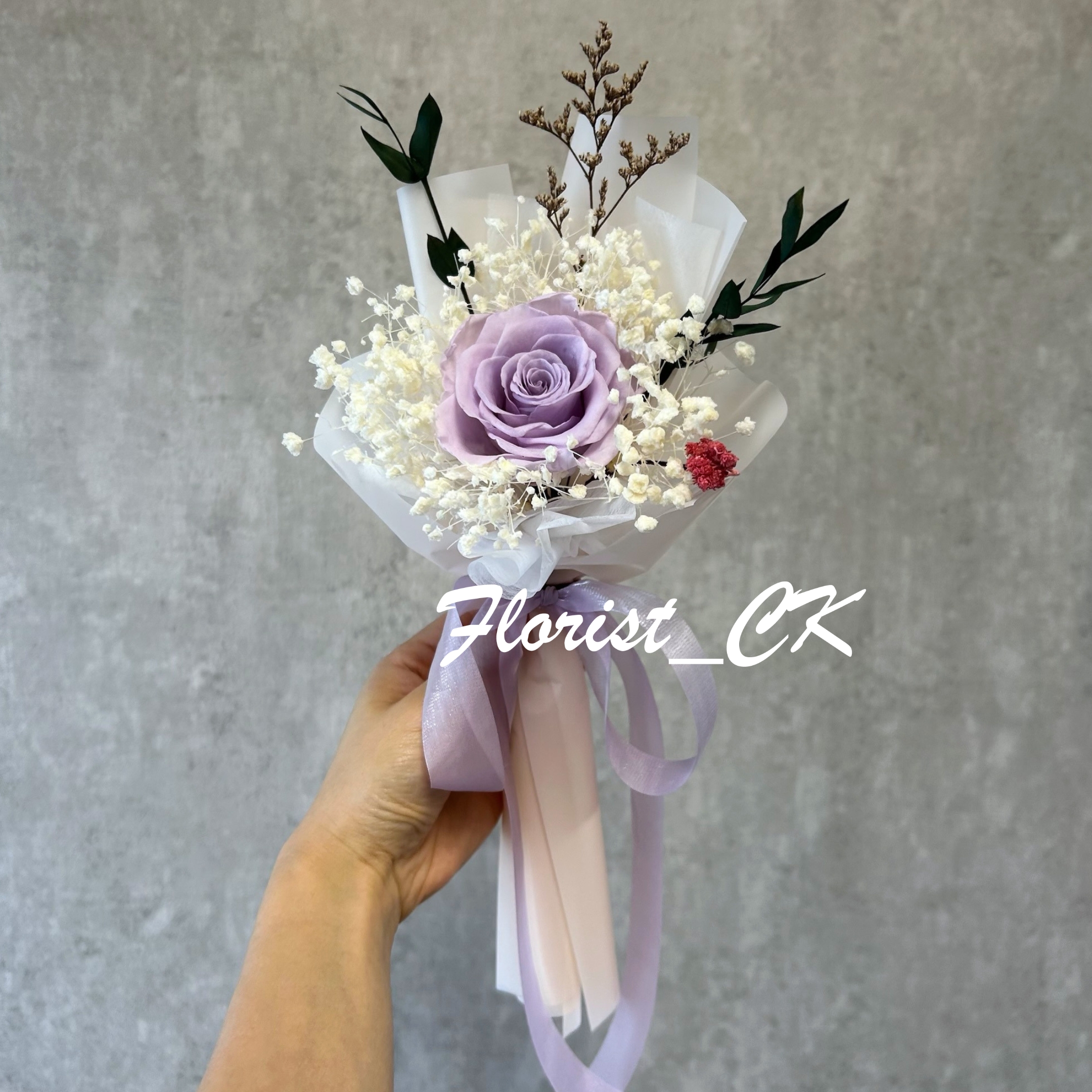 【迷你花束】Classic Mini Purple｜永生玫瑰花束 (1 朵；預訂款)