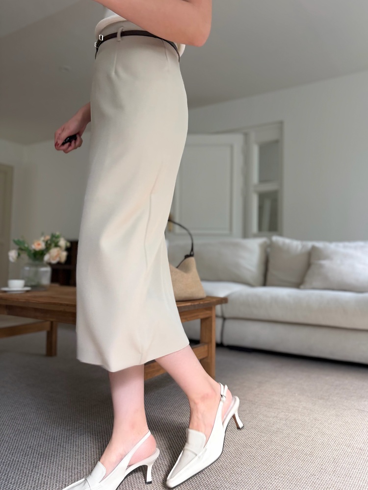 The Classy Belted Skirt (Beige)