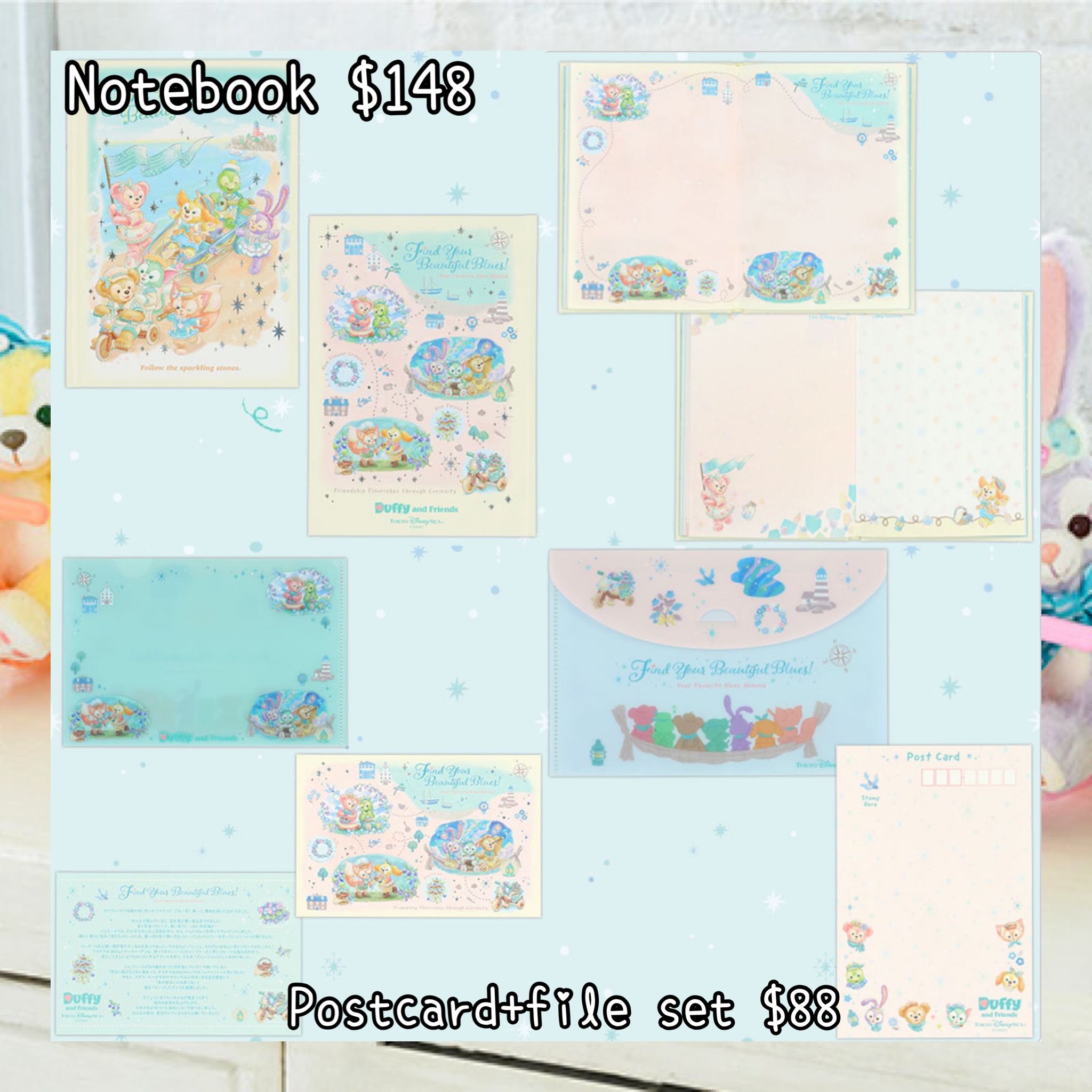 ：日本：東京迪士尼海洋限定 FIND YOUR BEAUTIFUL BLUES! 7/7 日本發賣 NOTEBOOK POSTCARD + FILE SET