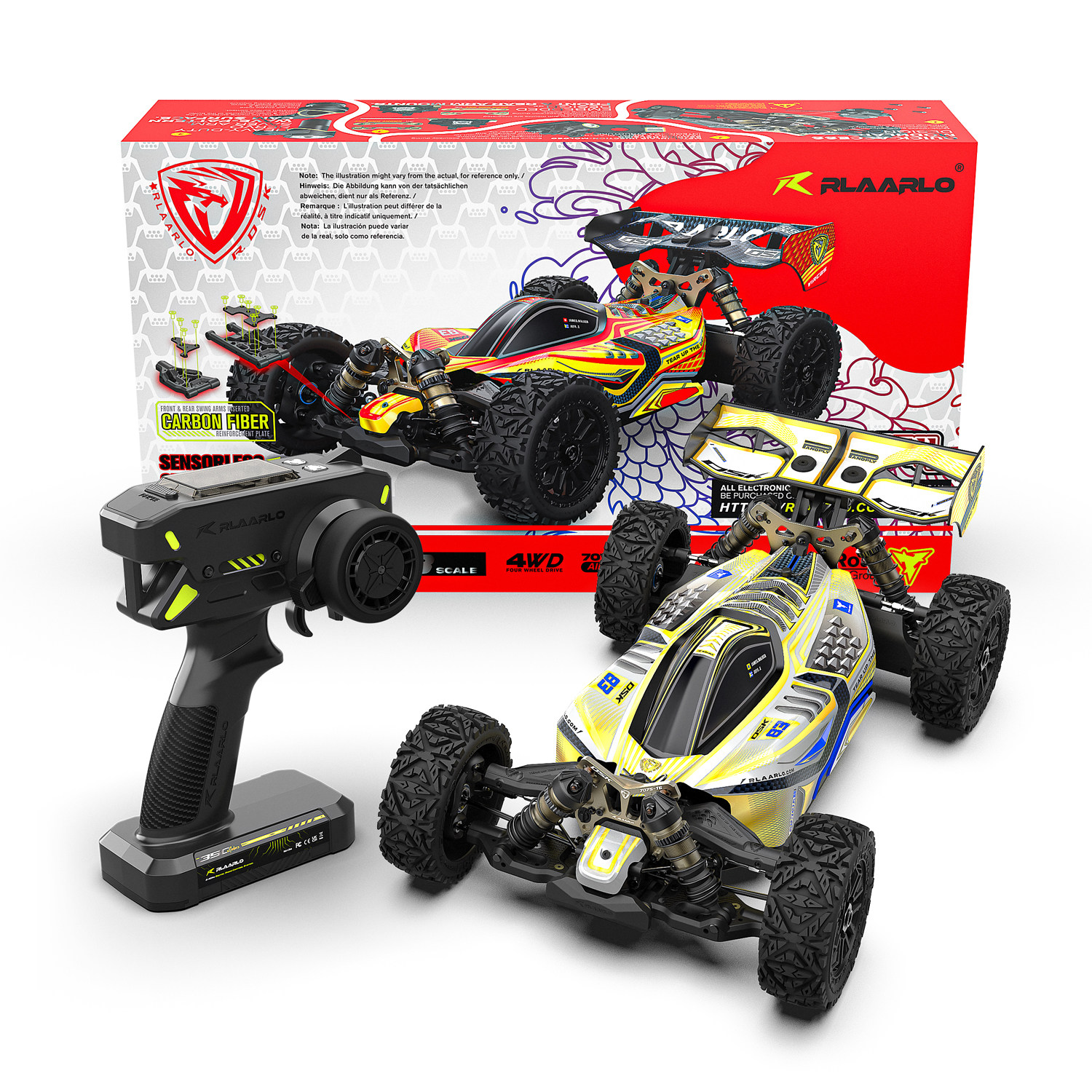 全新 雷拉洛 RLAARLO 1:8 龍鱗騎士 DSK 競速越野車 | 4WD 驅動 | 4274-2050KV 無刷馬達 | 180A 無刷電變 | 並支援最高 6S 電池  | 碳纖維版本
