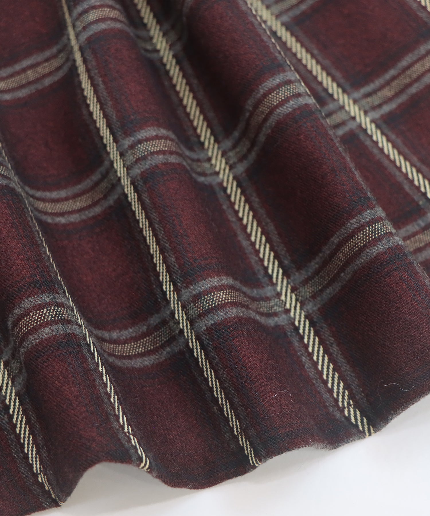 <限量現貨> <JP>復古格紋褶皺中長裙* wine