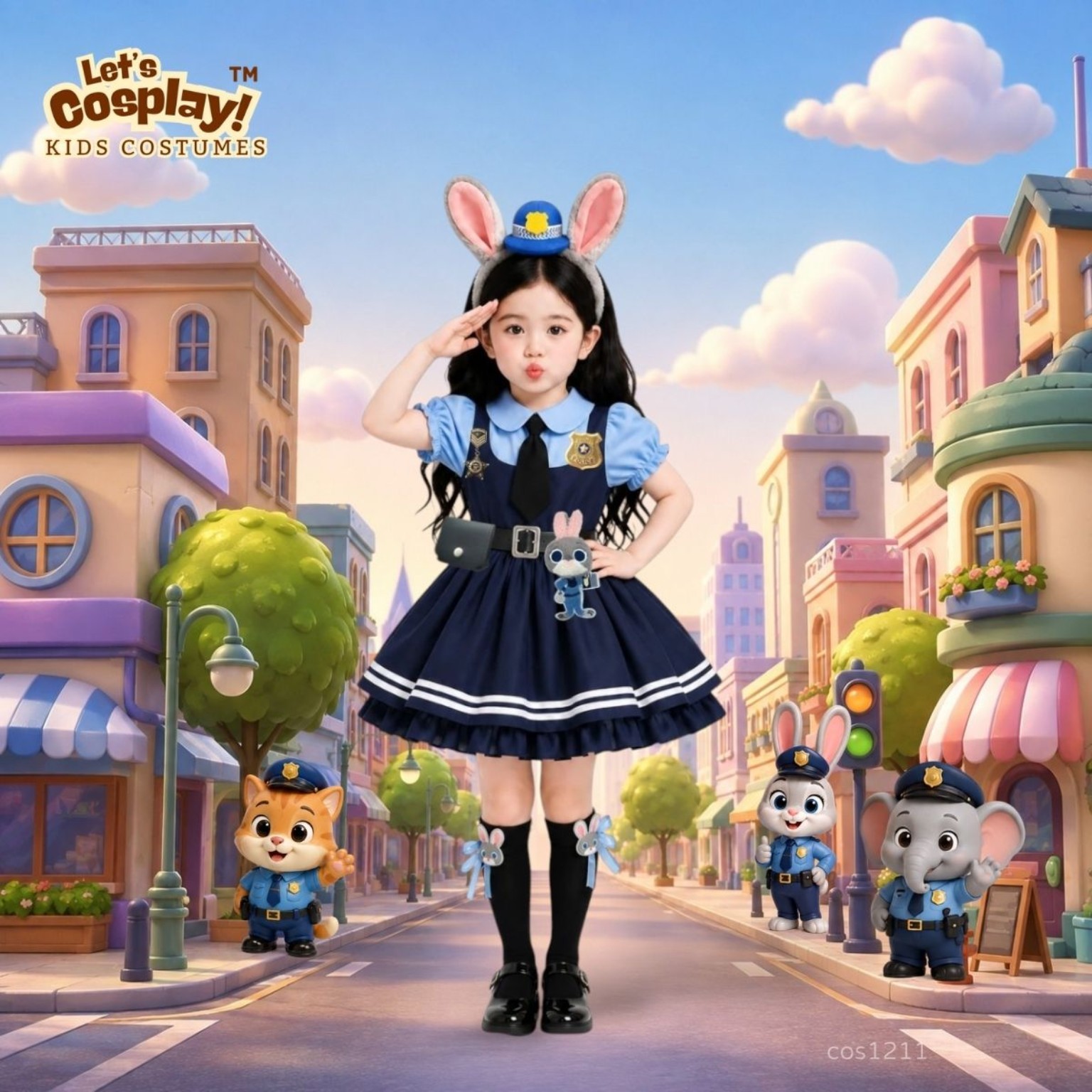 Zootopia Judy 主題兔耳頭箍女童警察服｜優獸大都會朱迪角色扮演 Costume