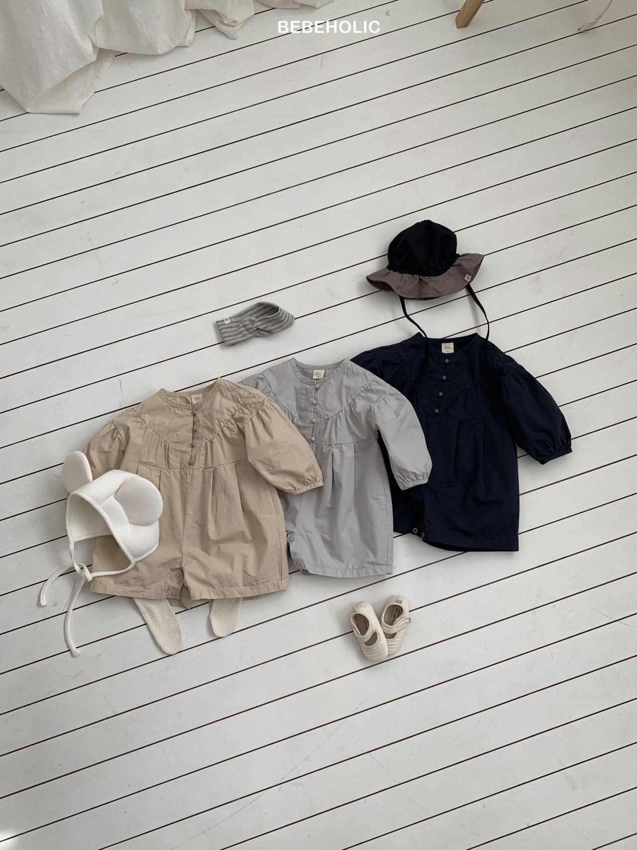 🌸預訂 韓國直送🌸🇰🇷BEBEHOLIC三色簡約寬鬆長袖連身褲