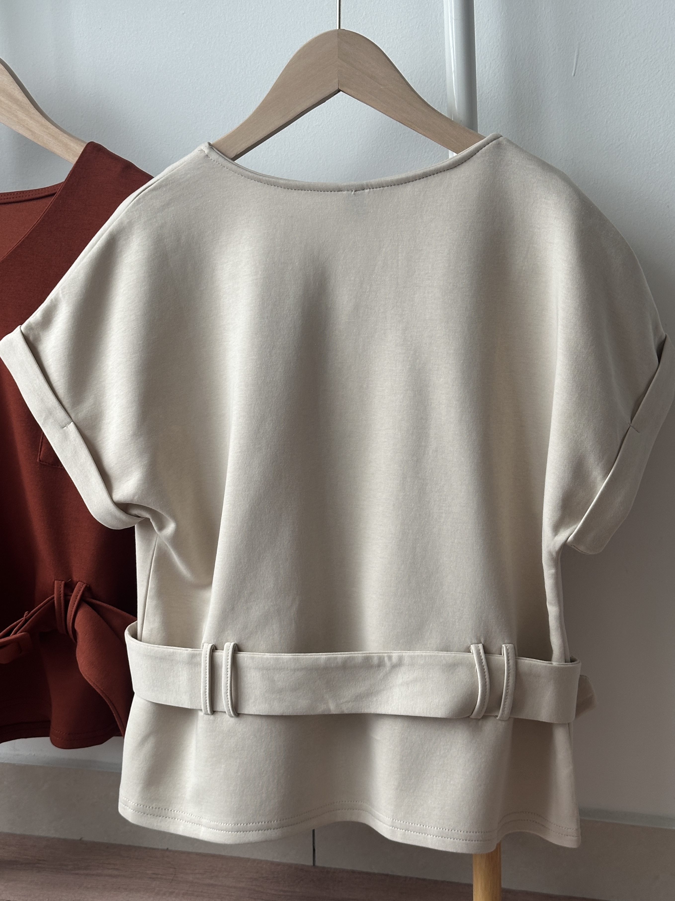T4296 V Neck Belted Top - 3 Colors 