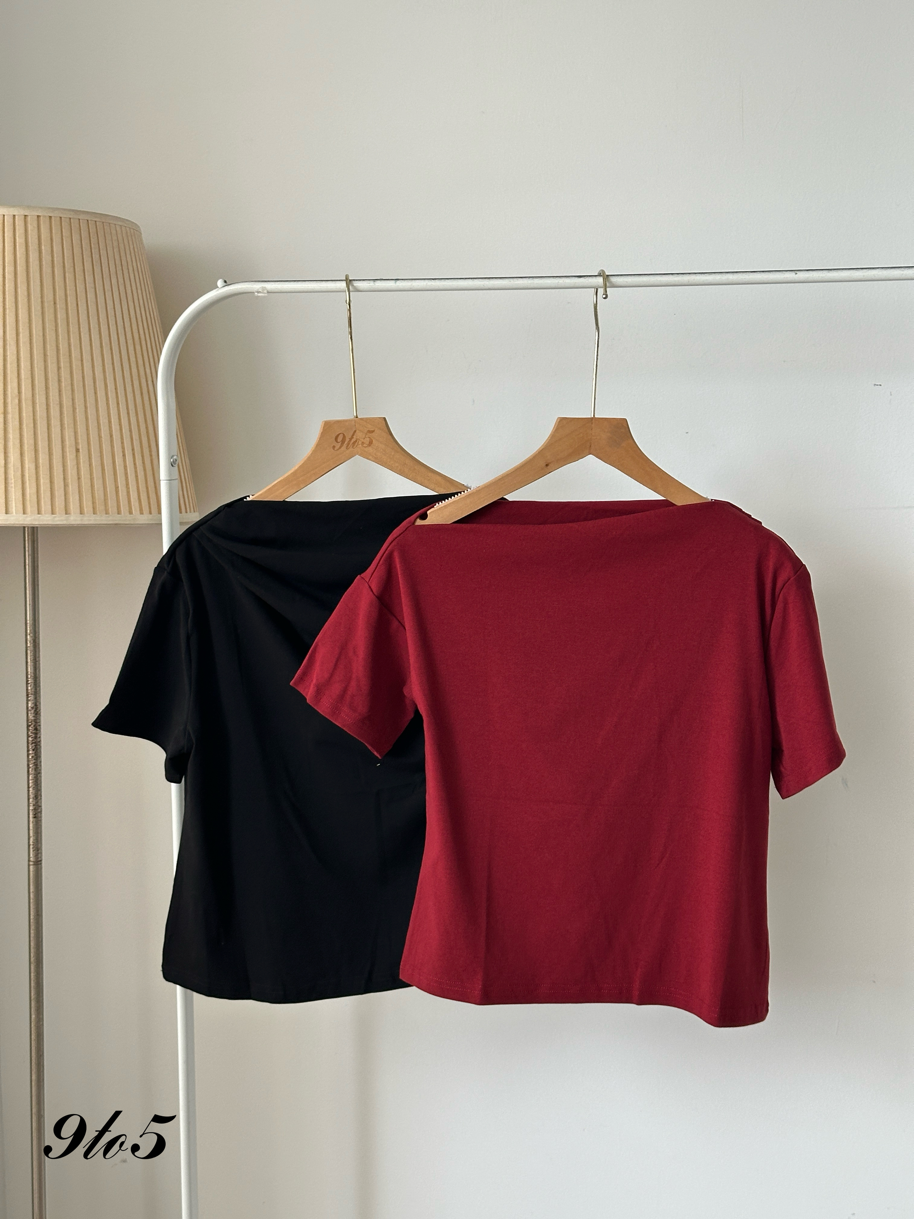 T3996 Mock Neck Ruched Top - 5 Colors