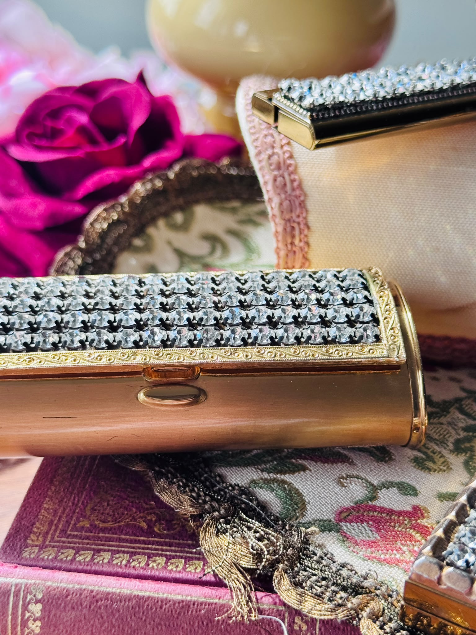 C.a. 1950s Sparkling Rhinestone-Studded Vanity Set of 4 or 5(MT2667)