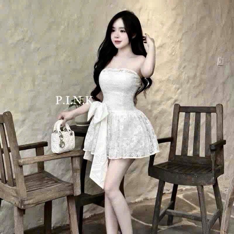 蕾絲蝴蝶結連身裙洋装