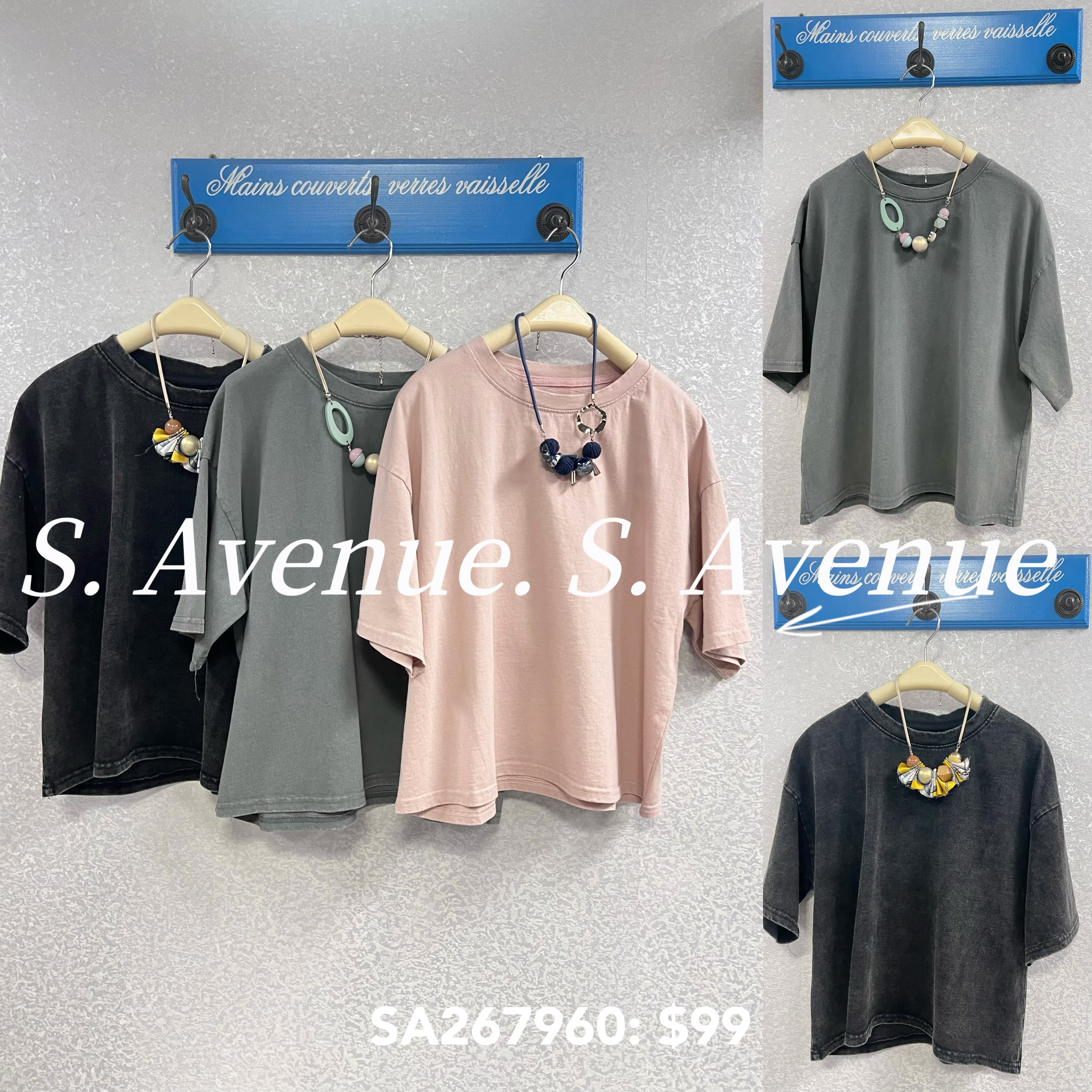 SA267960: 短袖洗水棉簡約短tee