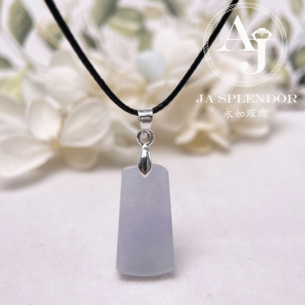 JN-1620 天然翡翠A玉 冰種紫藍色平安無事牌吊墜