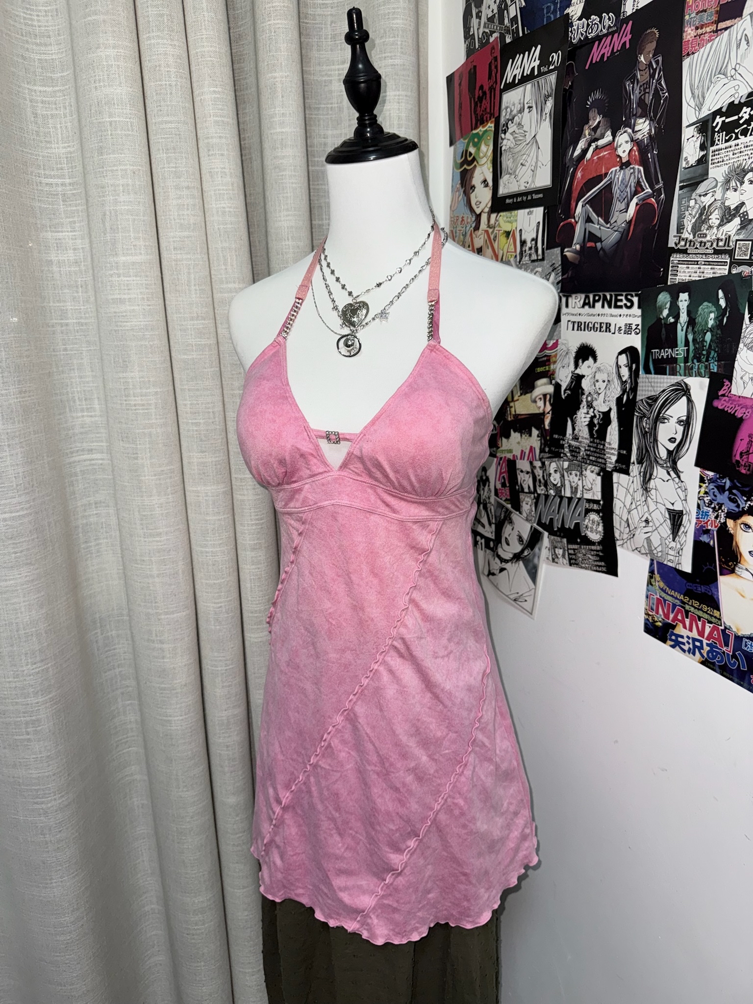 Y2K Pink Beaded chain Dress