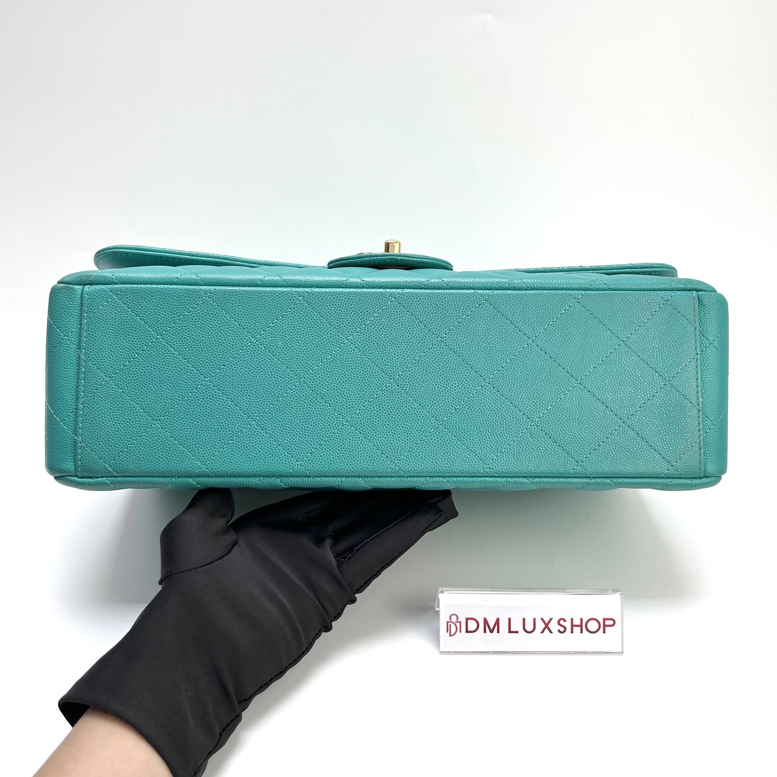 Chanel Maxi Green Caviar CF GHW (Serial 23)