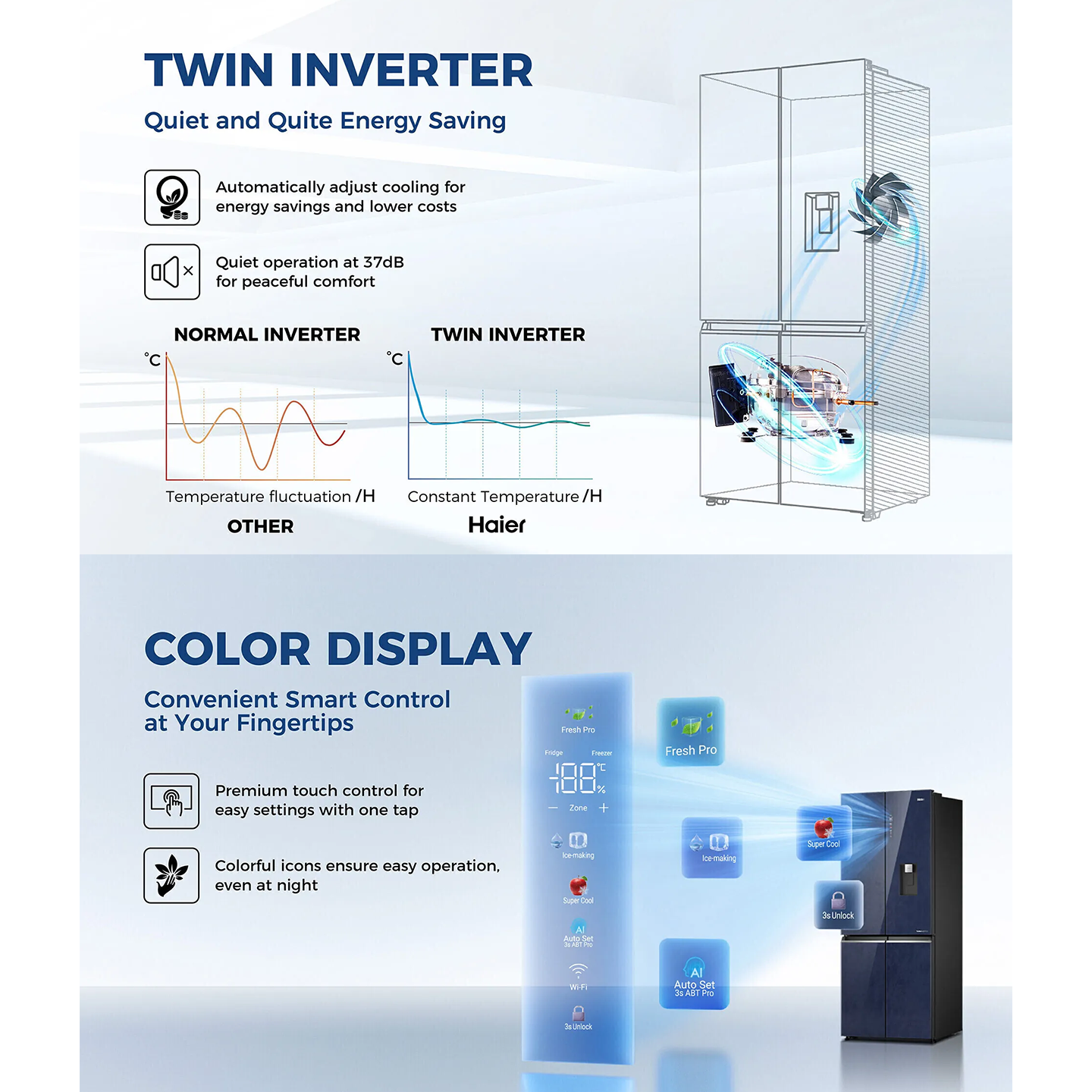 Haier 618L Multi-Door Inverter Glass Fridge Gold (HRF-IM618AG)