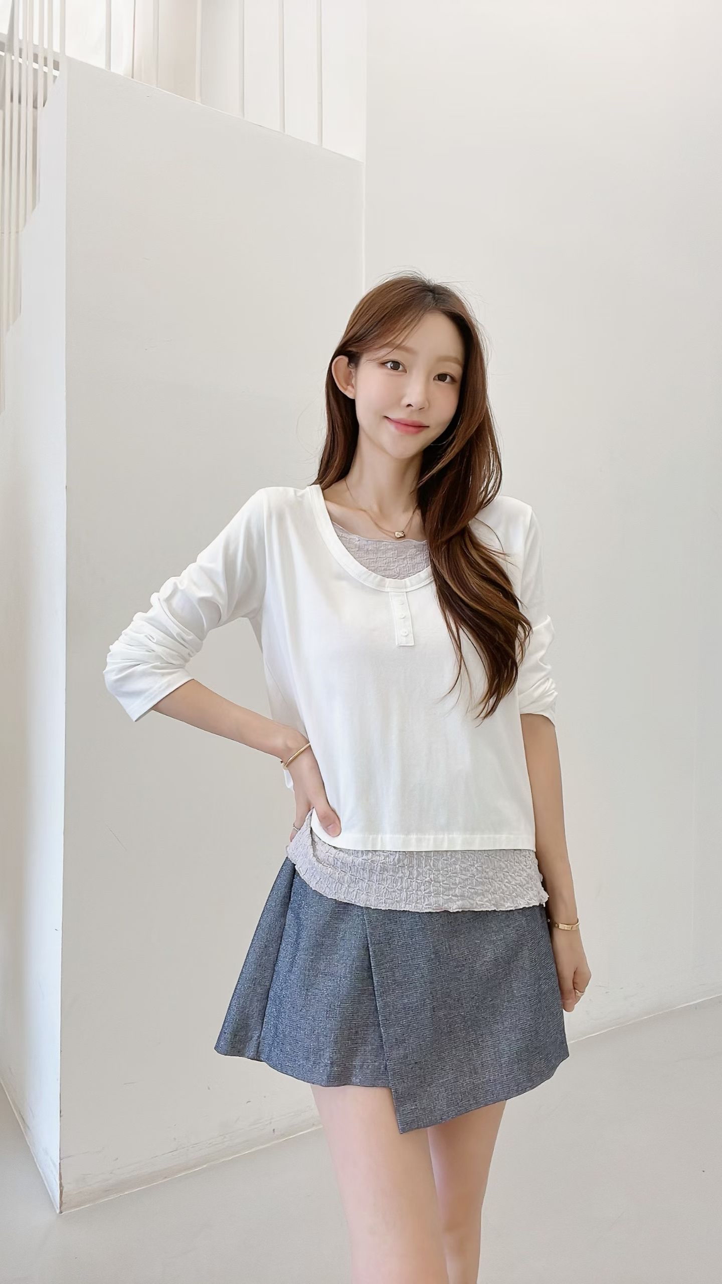 FV19 拼色假2件Top 