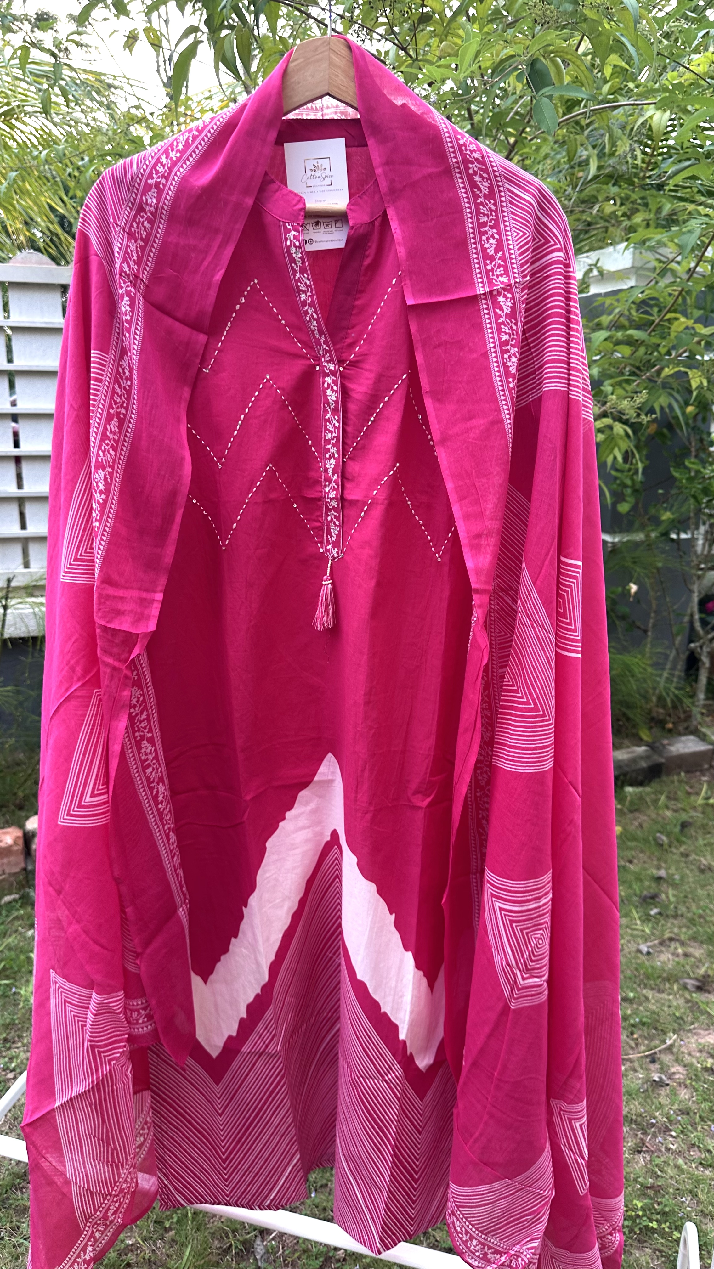 Pretty Pink Zig Zag Kurta Set