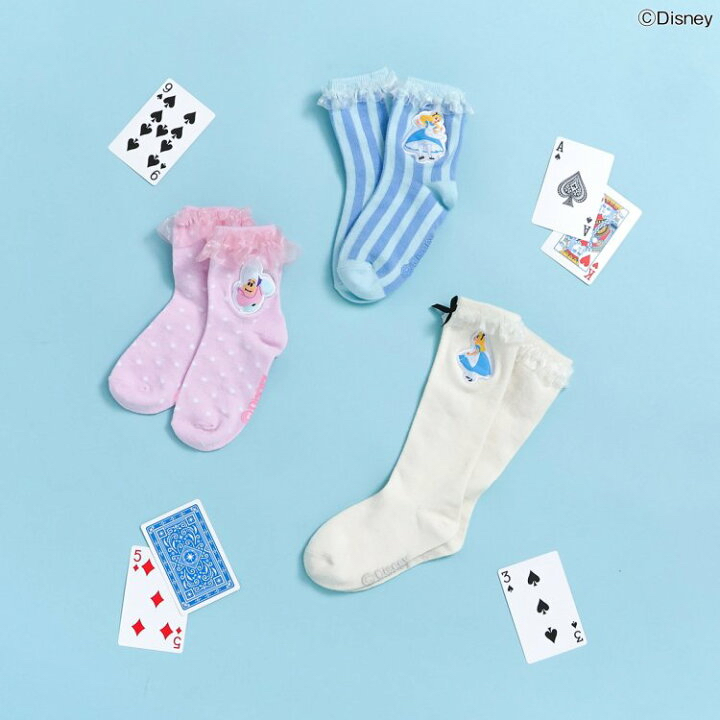 🇯🇵預訂 日本直送🇯🇵Apres les cours x 愛麗絲系列人物貼花絲帶荷葉邊長襪