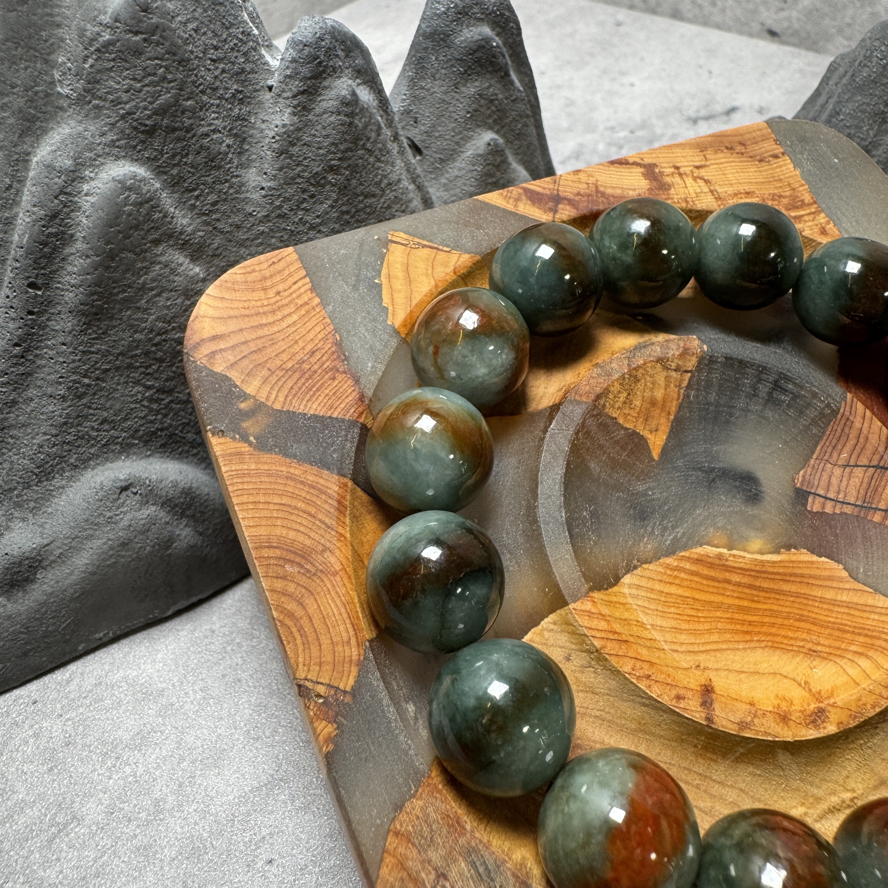 稀有自然紅翡油青種翡翠手串-532