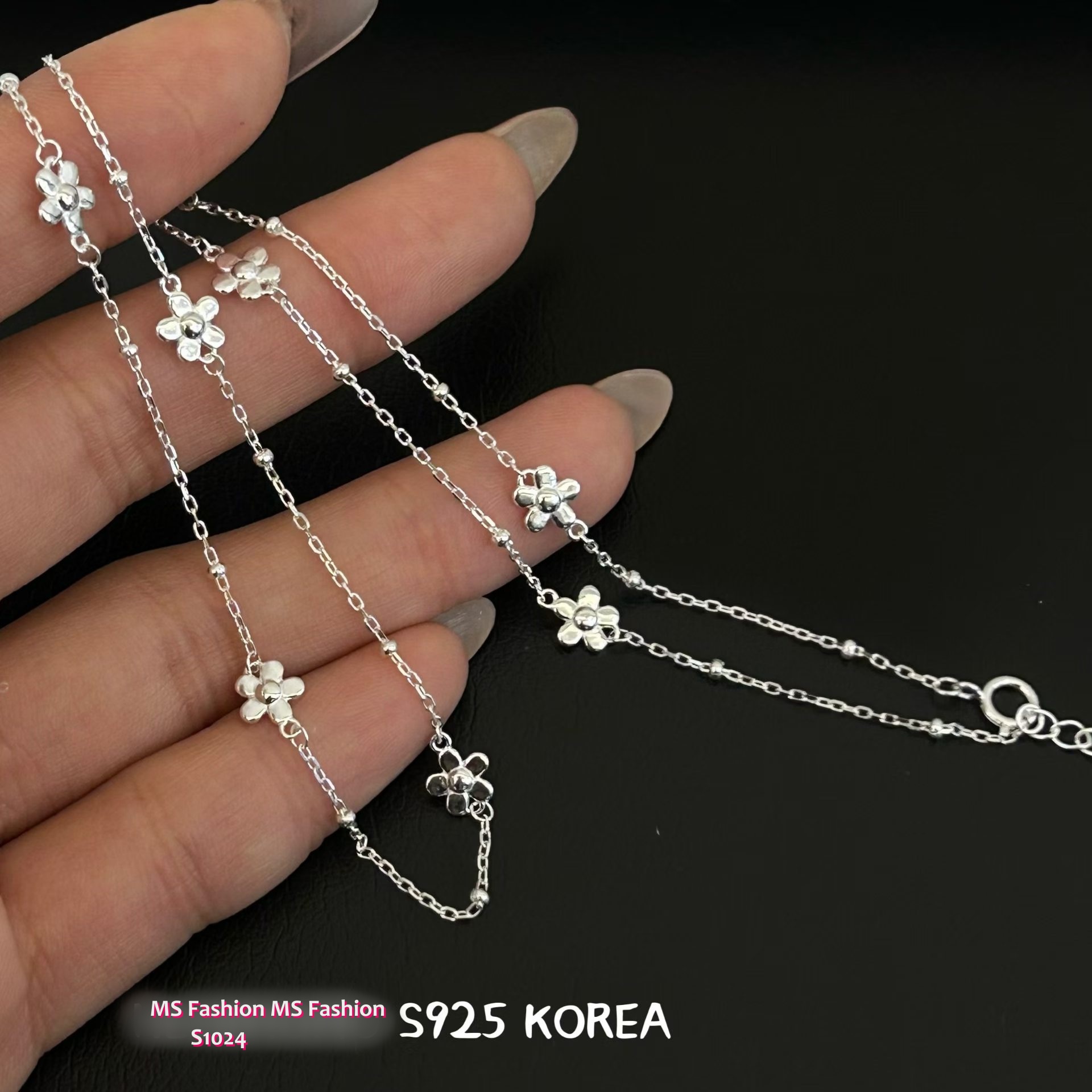 S1024 韓國🇰🇷S925純銀花花頸鏈