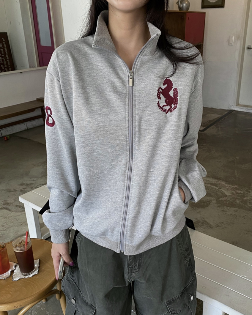 Graphic High-Neck Zip-Up