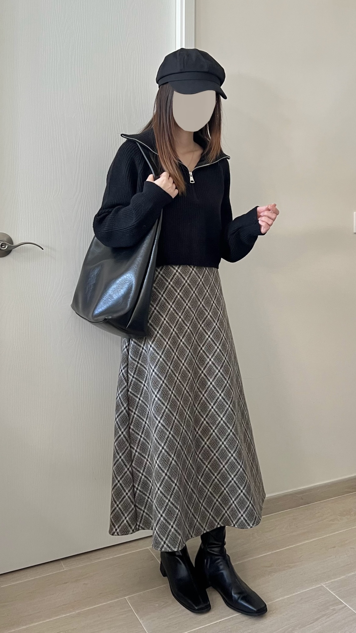 高質秋冬菱形格紋長裙 現貨