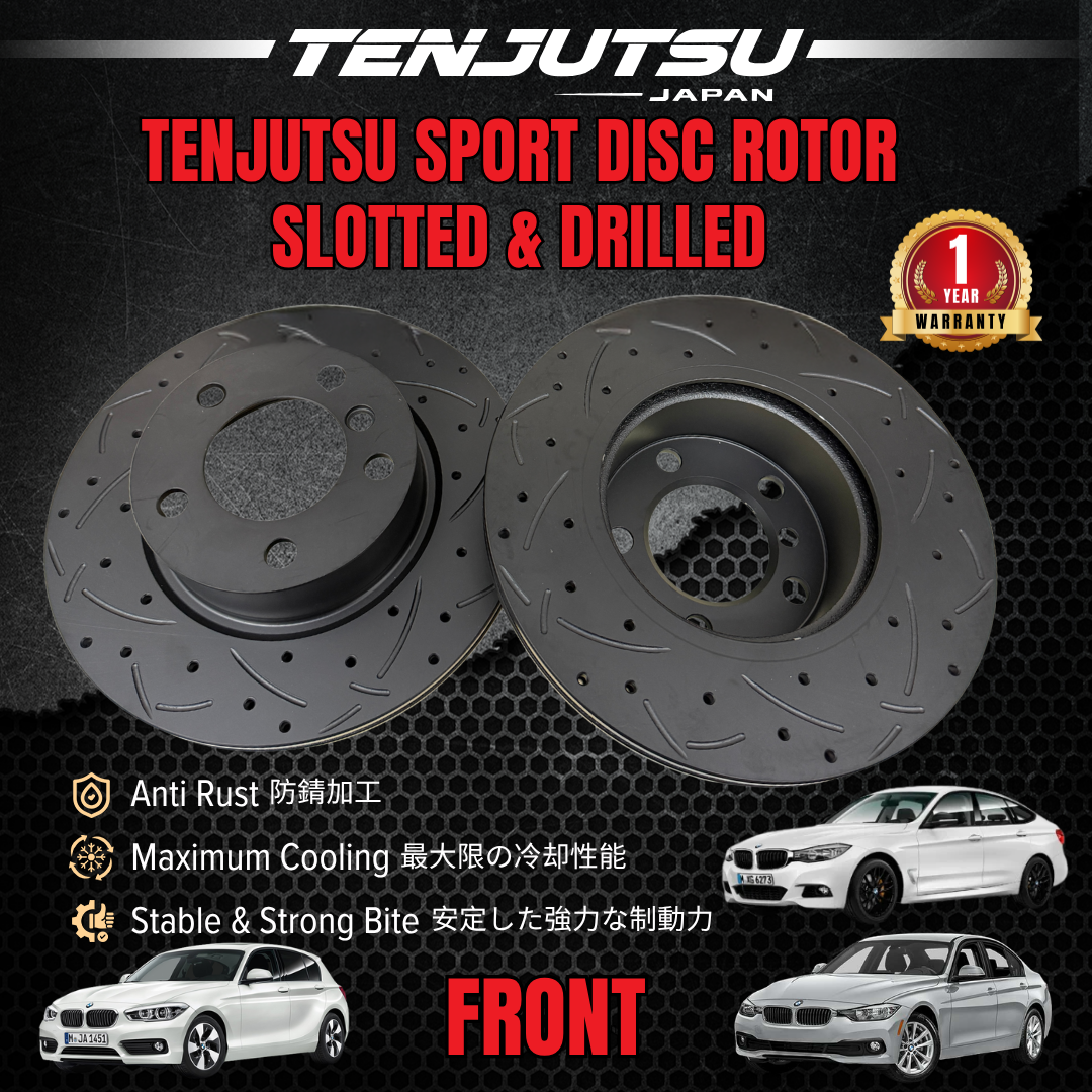 TENJUTSU Sport Front / Rear Disc Rotor (2Pcs) - Bmw 1 Series F20 / 3 Series F30 / 4 Series F34 Slotted Drilled Japan