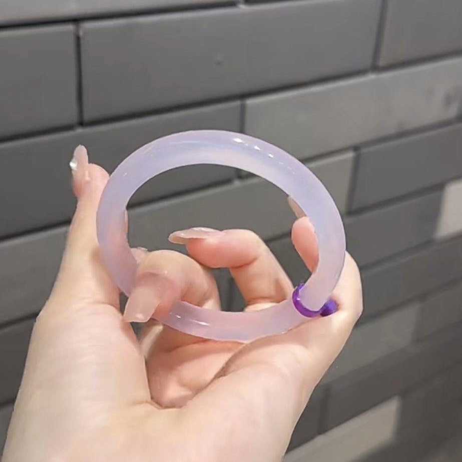 天然玛瑙玉髓 💜冰浅紫罗兰手镯