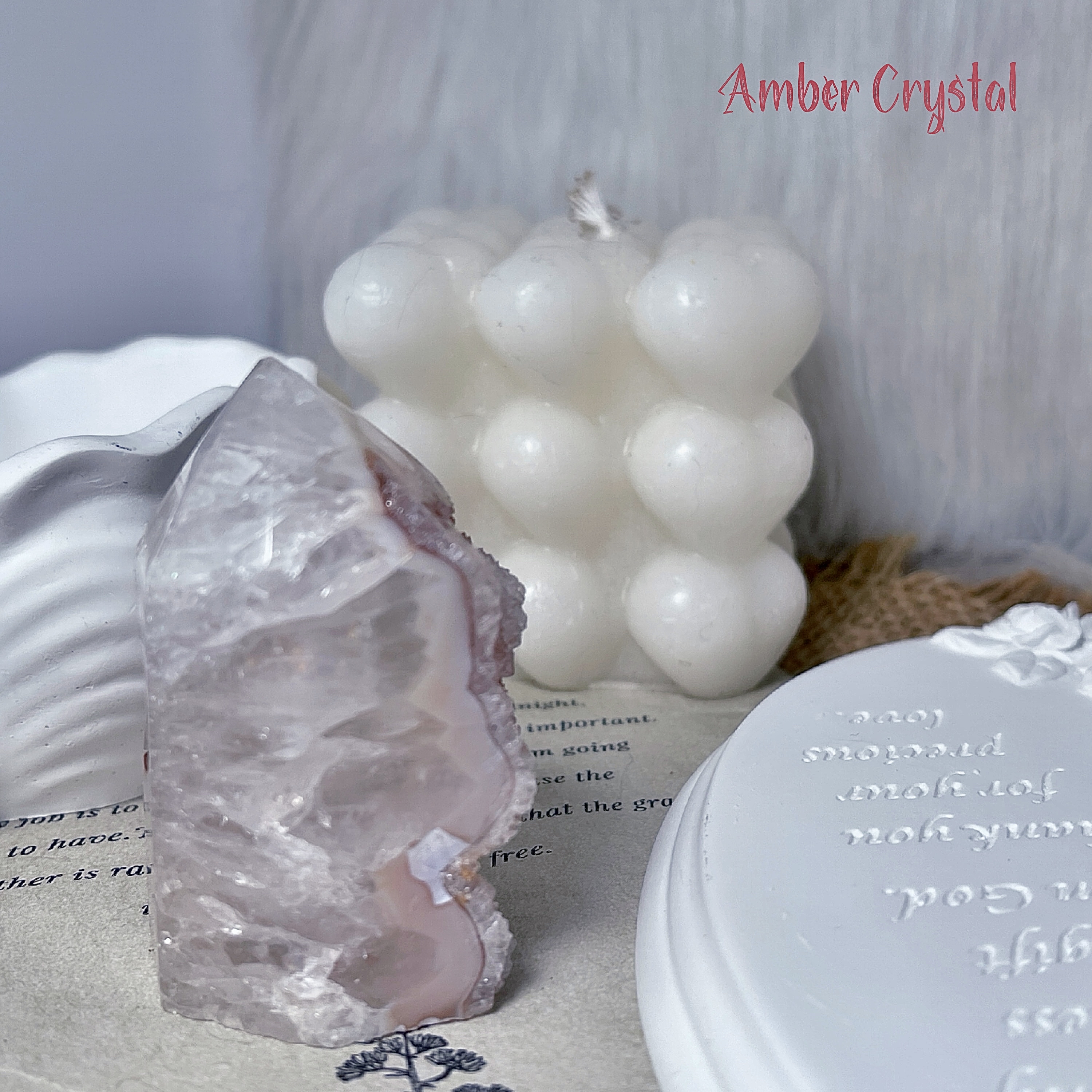 粉色水晶瑪瑙能量柱 𝑨𝒈𝒂𝒕𝒆 𝑮𝒆𝒐𝒅𝒆 Tower