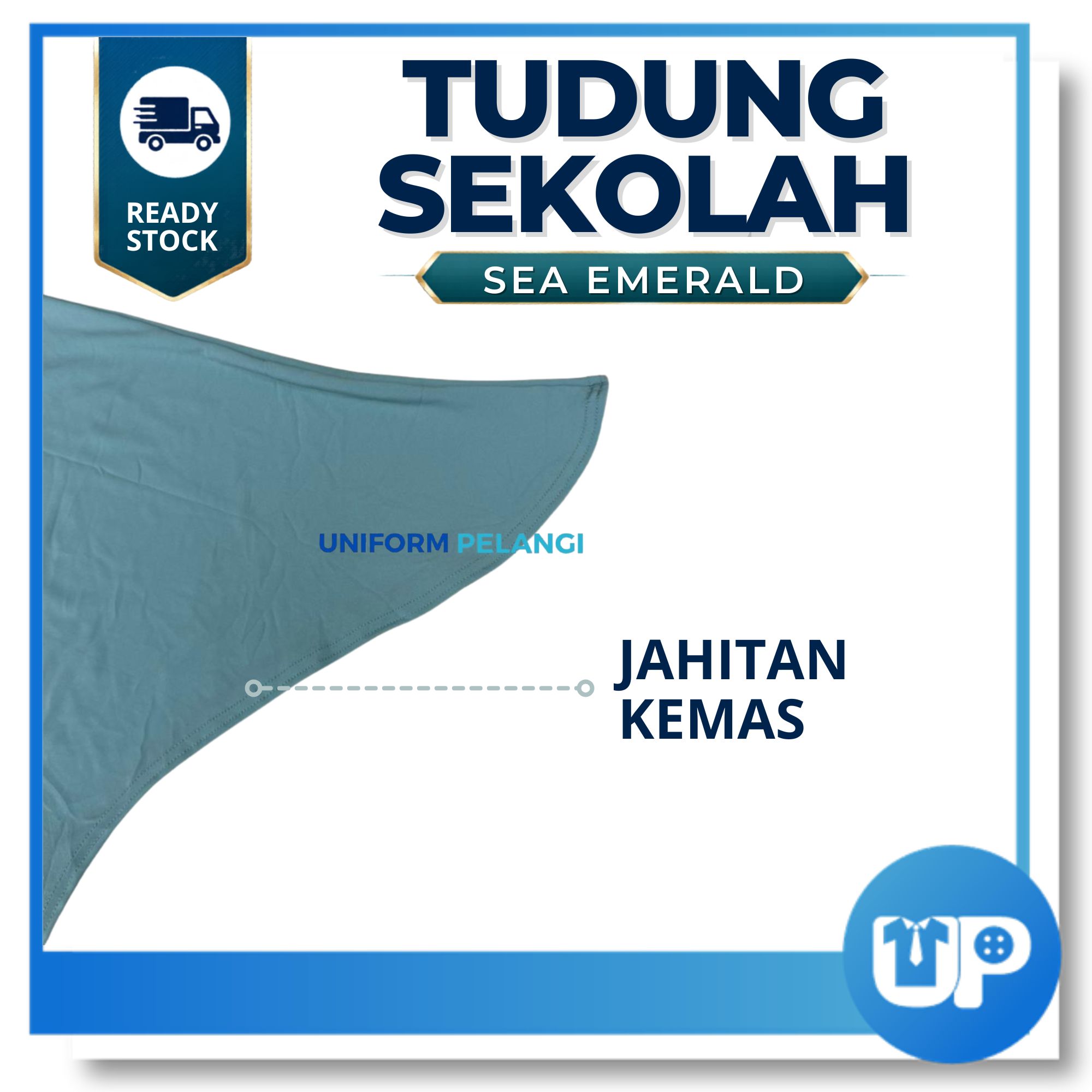 Tudung Sekolah Sea Emerald Awning Lembut Selapis Kain Lycra Hijab Awning Lycra Uniform Sekolah