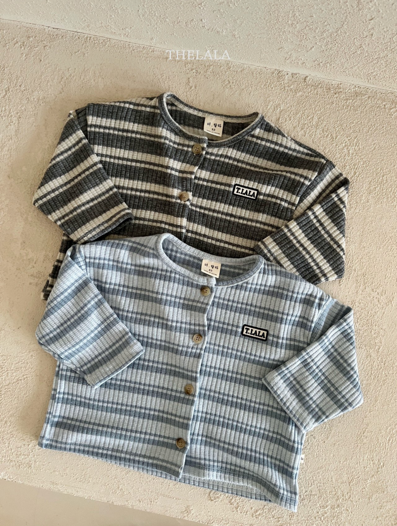 🌸預訂 韓國直送🌸🇰🇷THELALA兩色標誌刺繡章條紋開襟外套