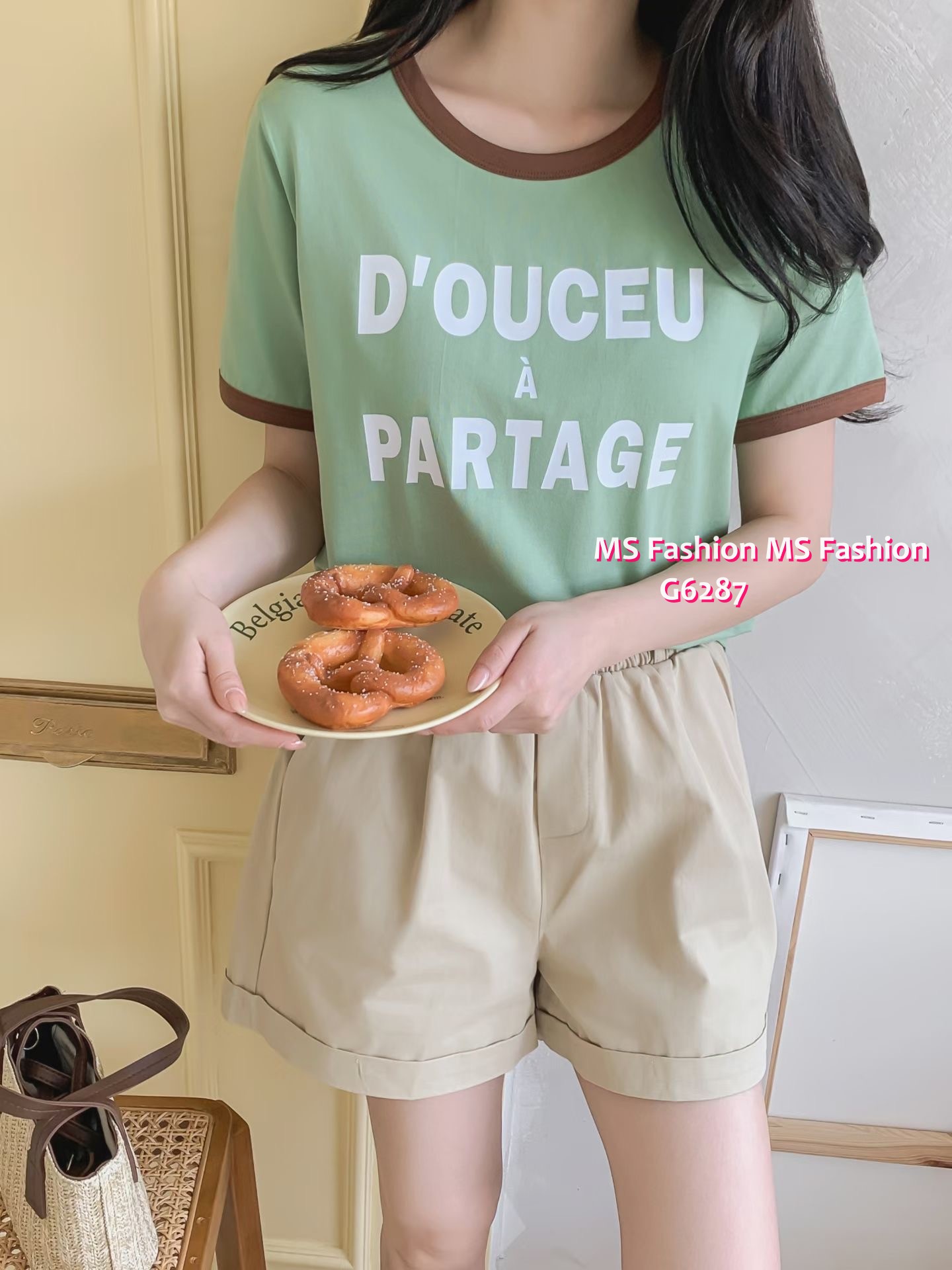 G6287 韓國🇰🇷靚色字母tee