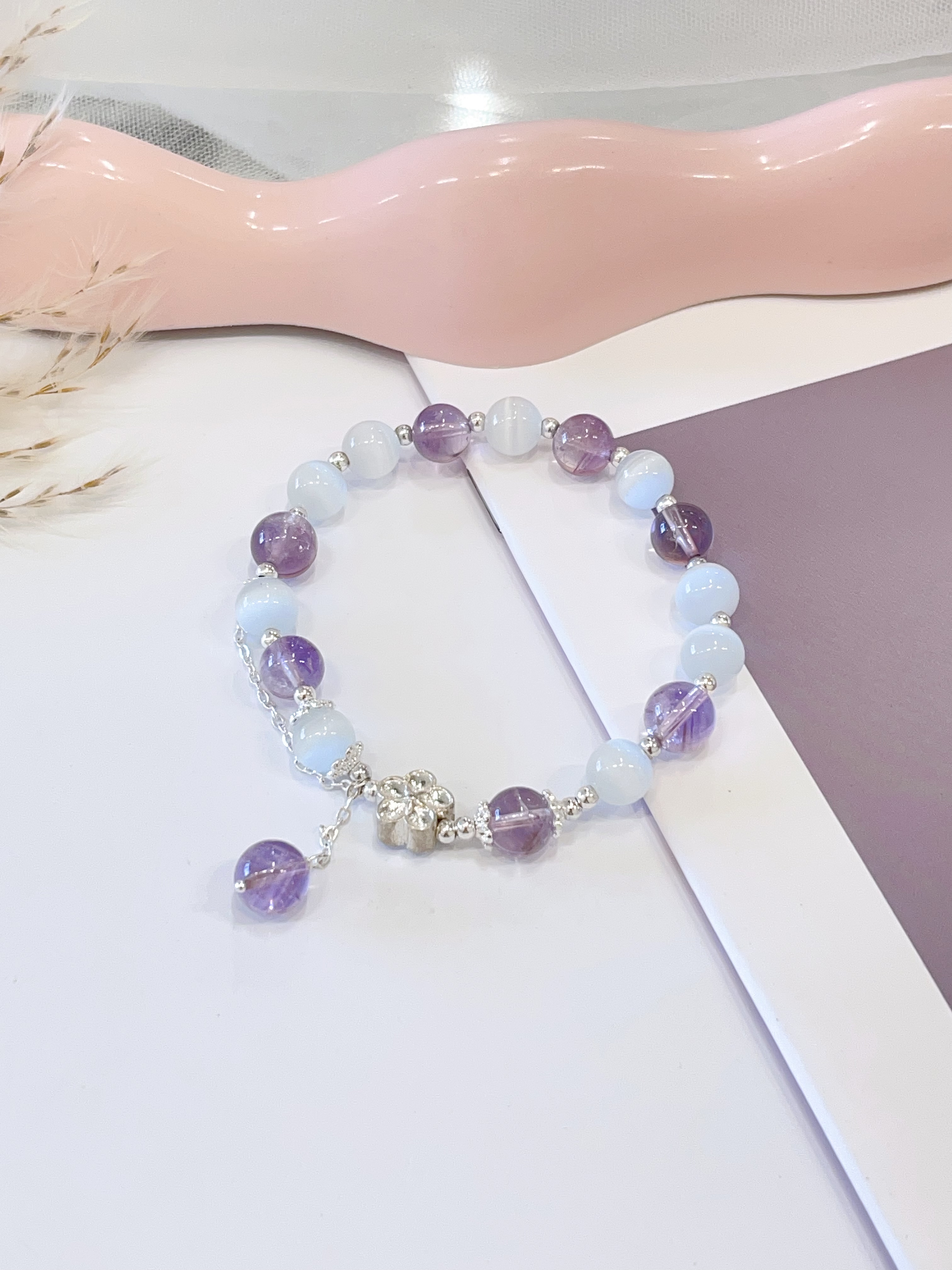 💜 猫眼石 × 紫水晶手串 Cat’s Eye Stone & Amethyst | 8mm