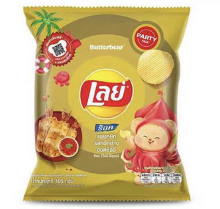 樂事 - 辣味魷魚口味洋芋片 - 奶油熊派對裝