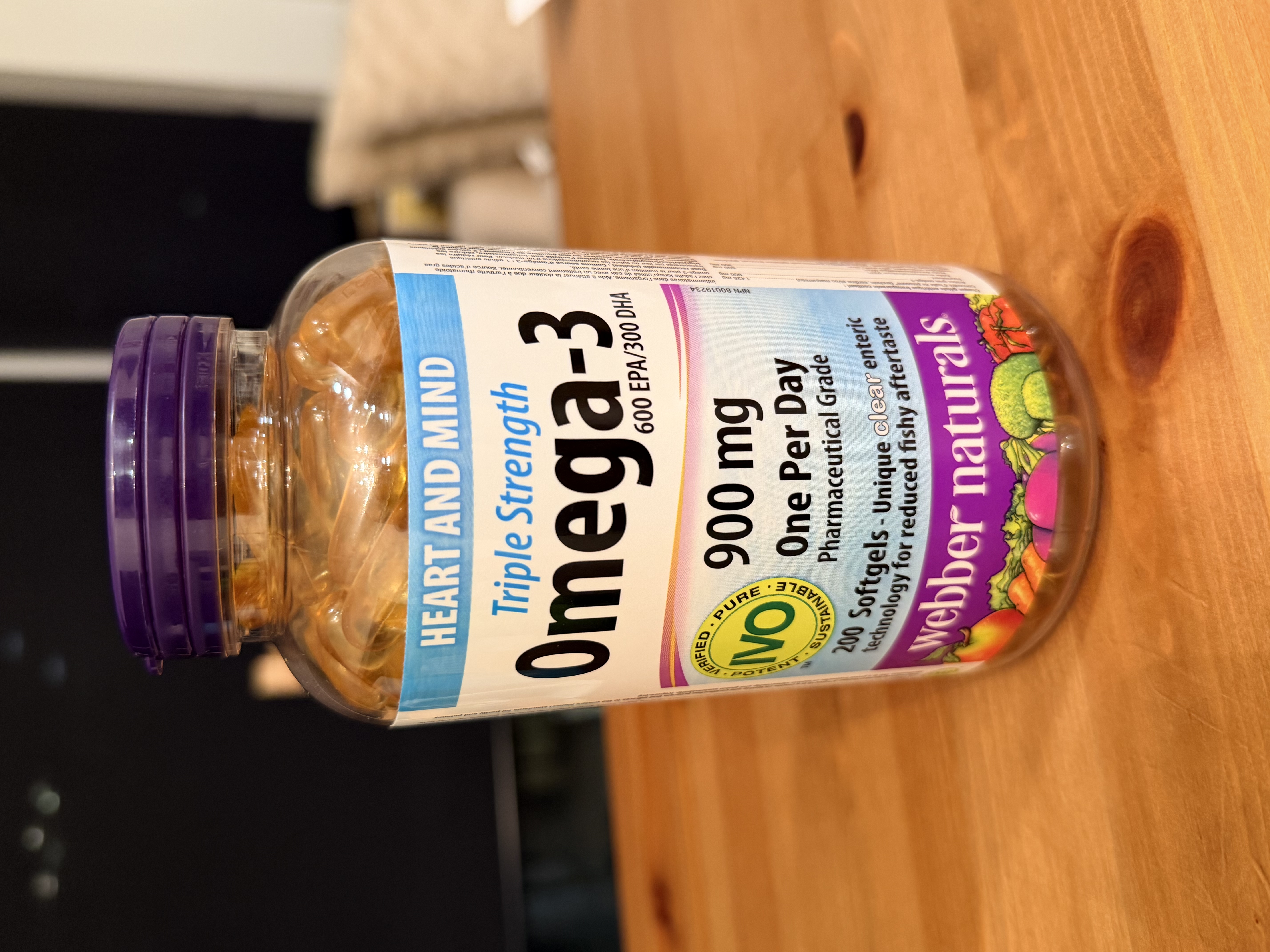 Webber Naturals三倍強效 Omega-3高濃度魚油900mg(200粒）