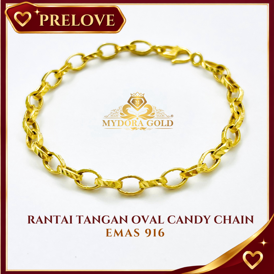 PRE-LOVE: Rantai Tangan Oval Candy Chain l EMAS 916/22K