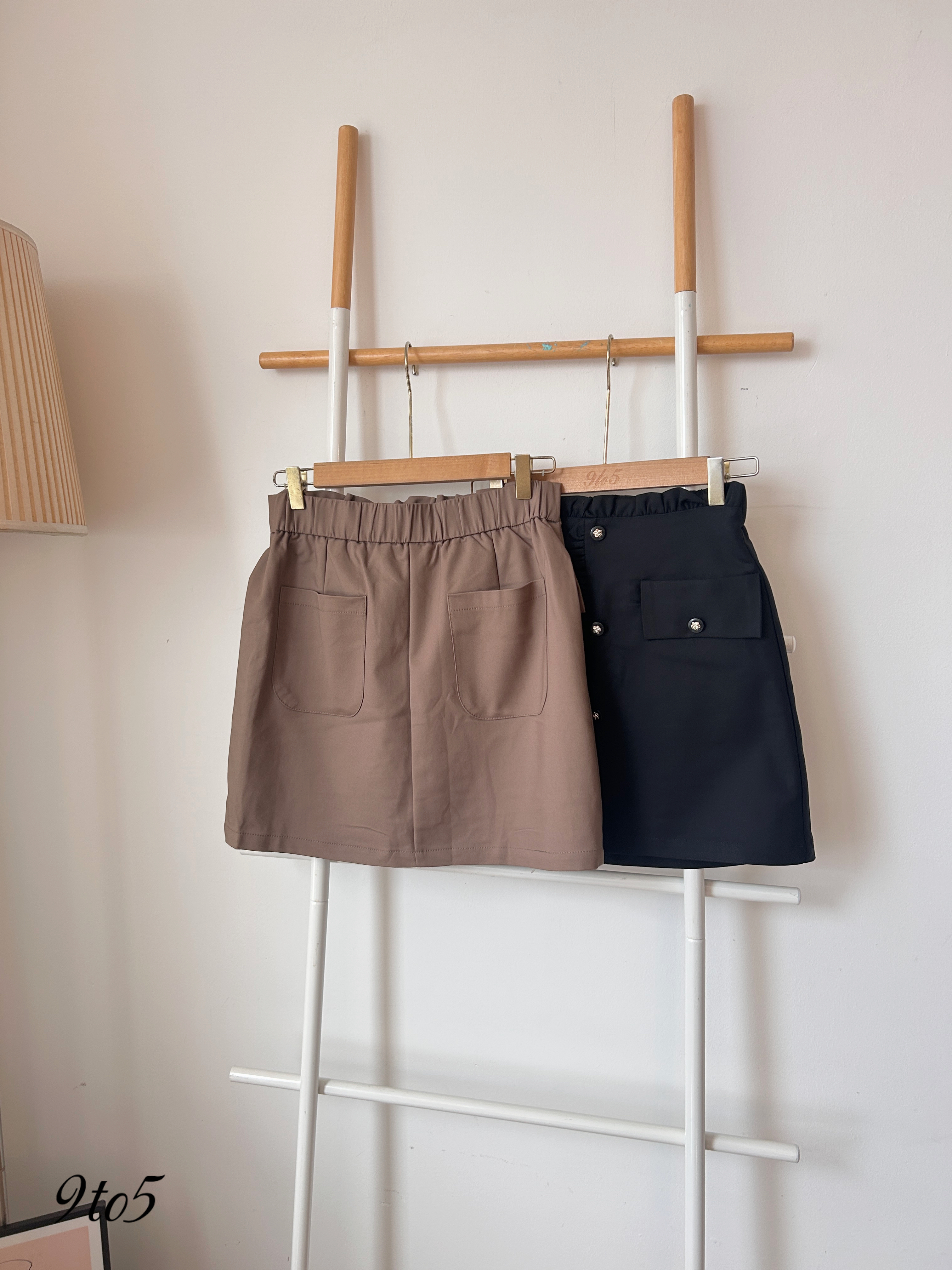 S1856 Body Con Short Skirt - Black & Brown